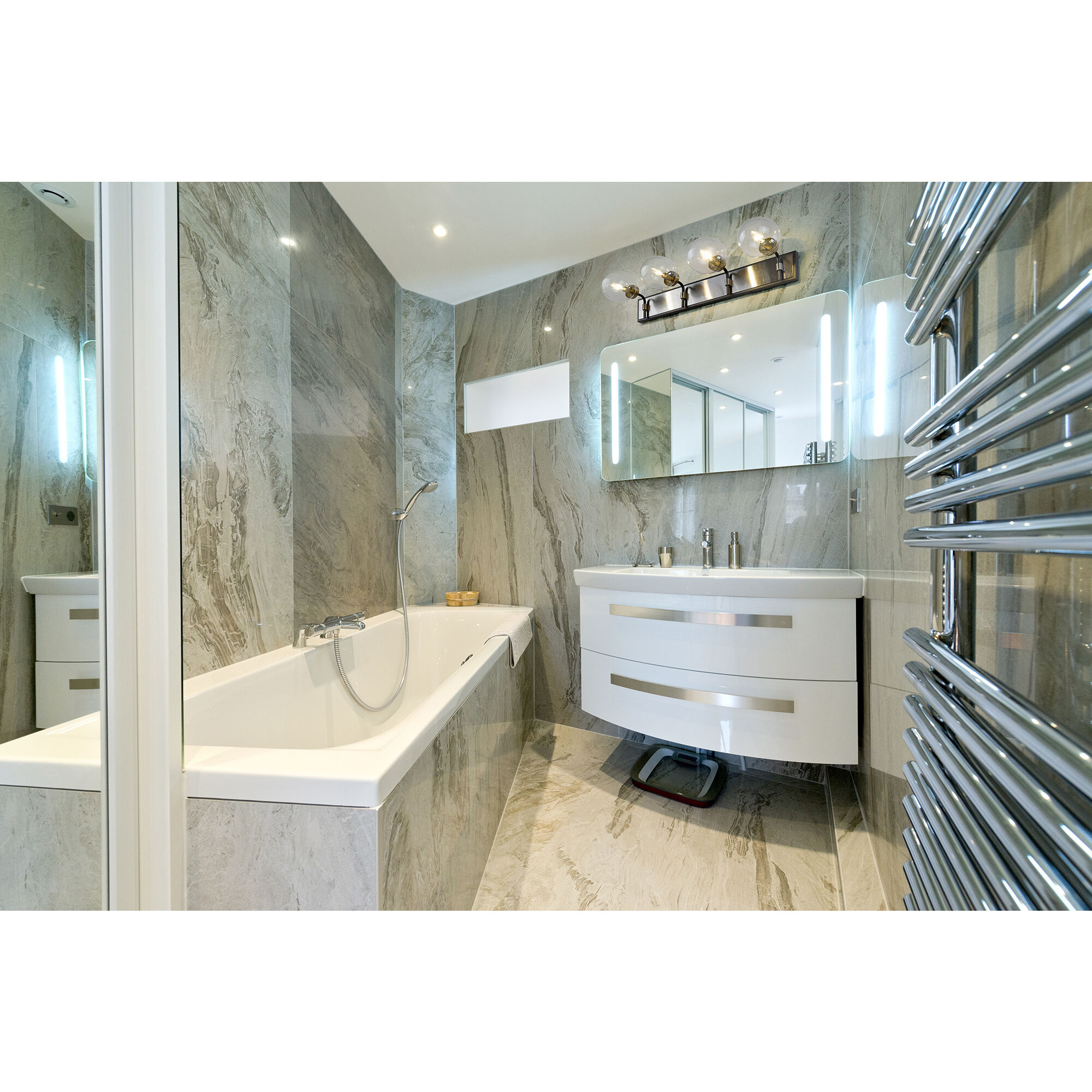 Parsons 4 Light 33.25 inch Matte Black and Brushed Nickel Vanity Wall Light