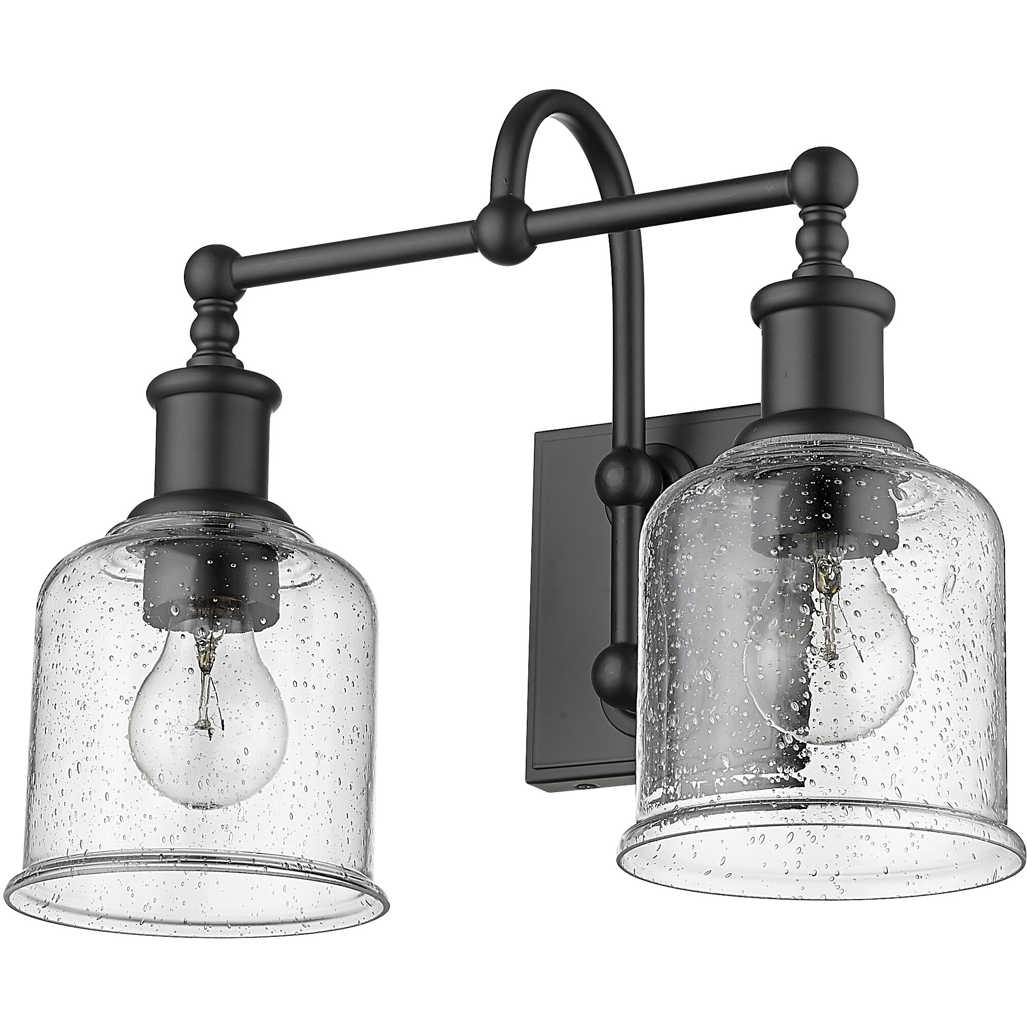 Bryant 2 Light 16 inch Matte Black Vanity Wall Light