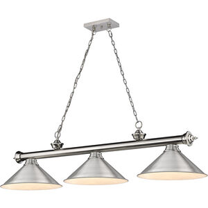 Cordon 3 Light 57.25 inch Brushed Nickel Billiard Ceiling Light in Brushed Nickel Steel