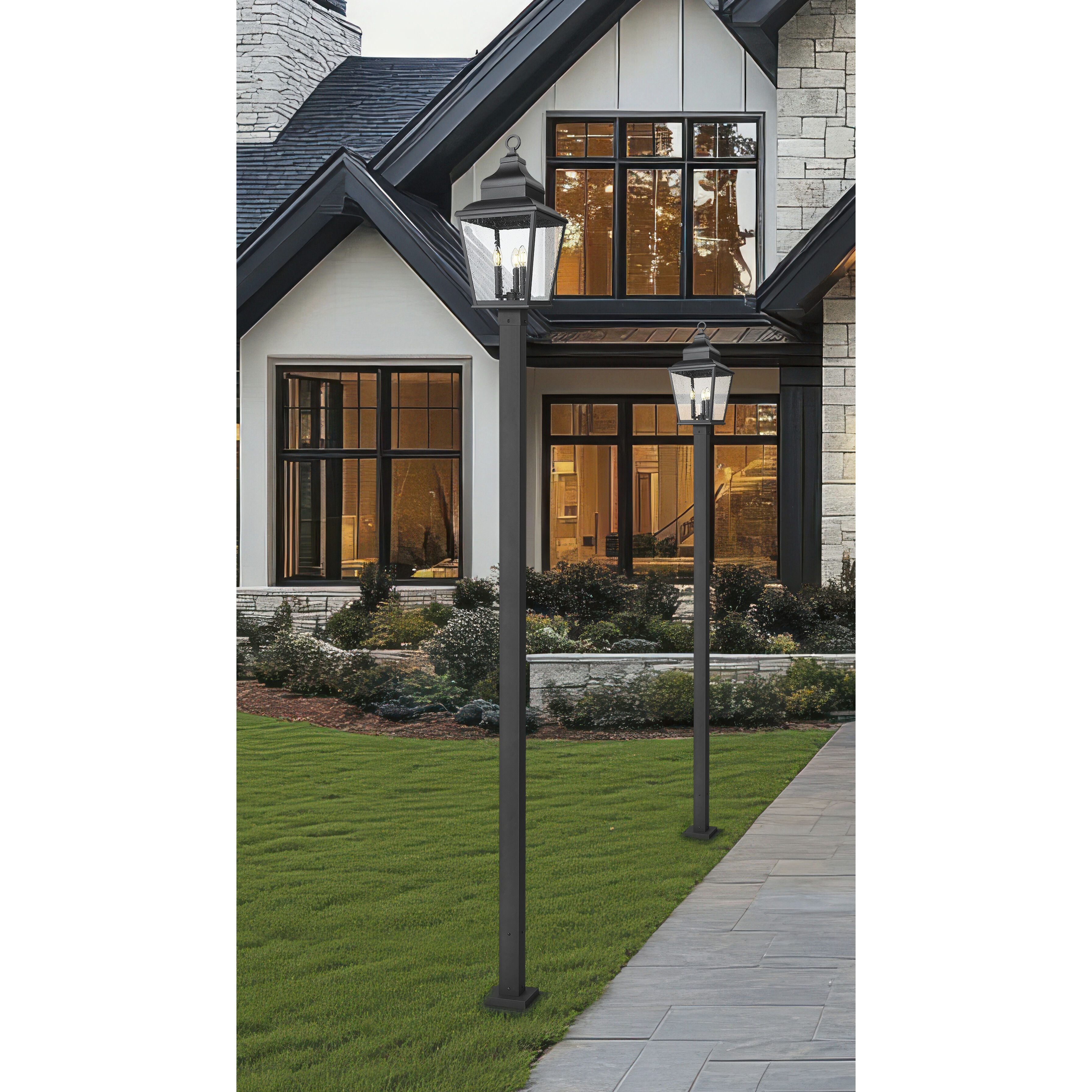 Raphael 3 Light 120.75 inch Sand Black Outdoor Post Mounted Fixture in Soft Sand Black