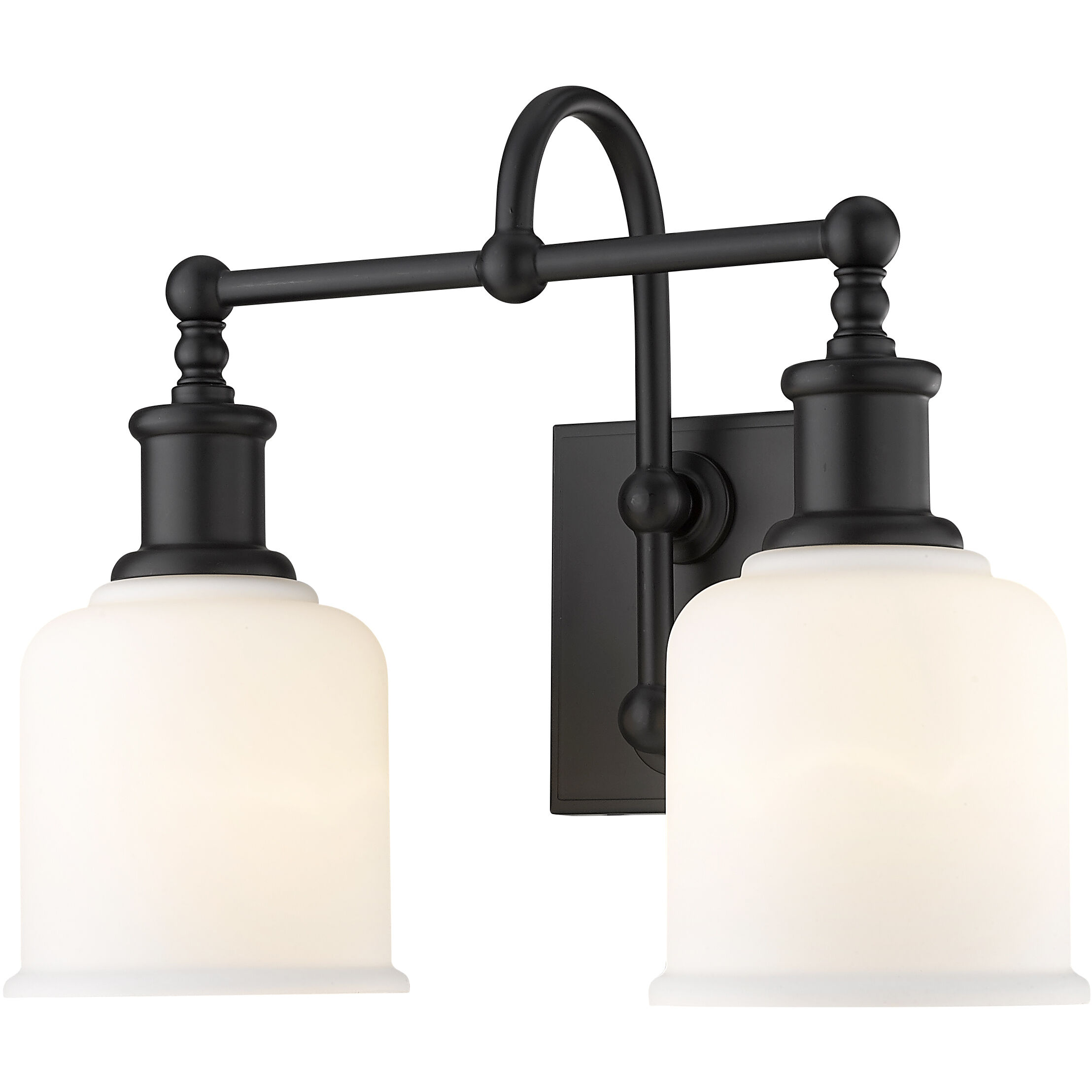 Bryant 2 Light 16 inch Matte Black Vanity Wall Light