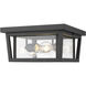 Seoul 3 Light 12 inch Black Outdoor Flush Mount