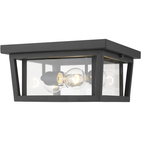 Seoul 3 Light 12 inch Black Outdoor Flush Mount