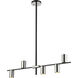 Calumet 5 Light 38 inch Matte Black and Polished Nickel Linear Chandelier Ceiling Light