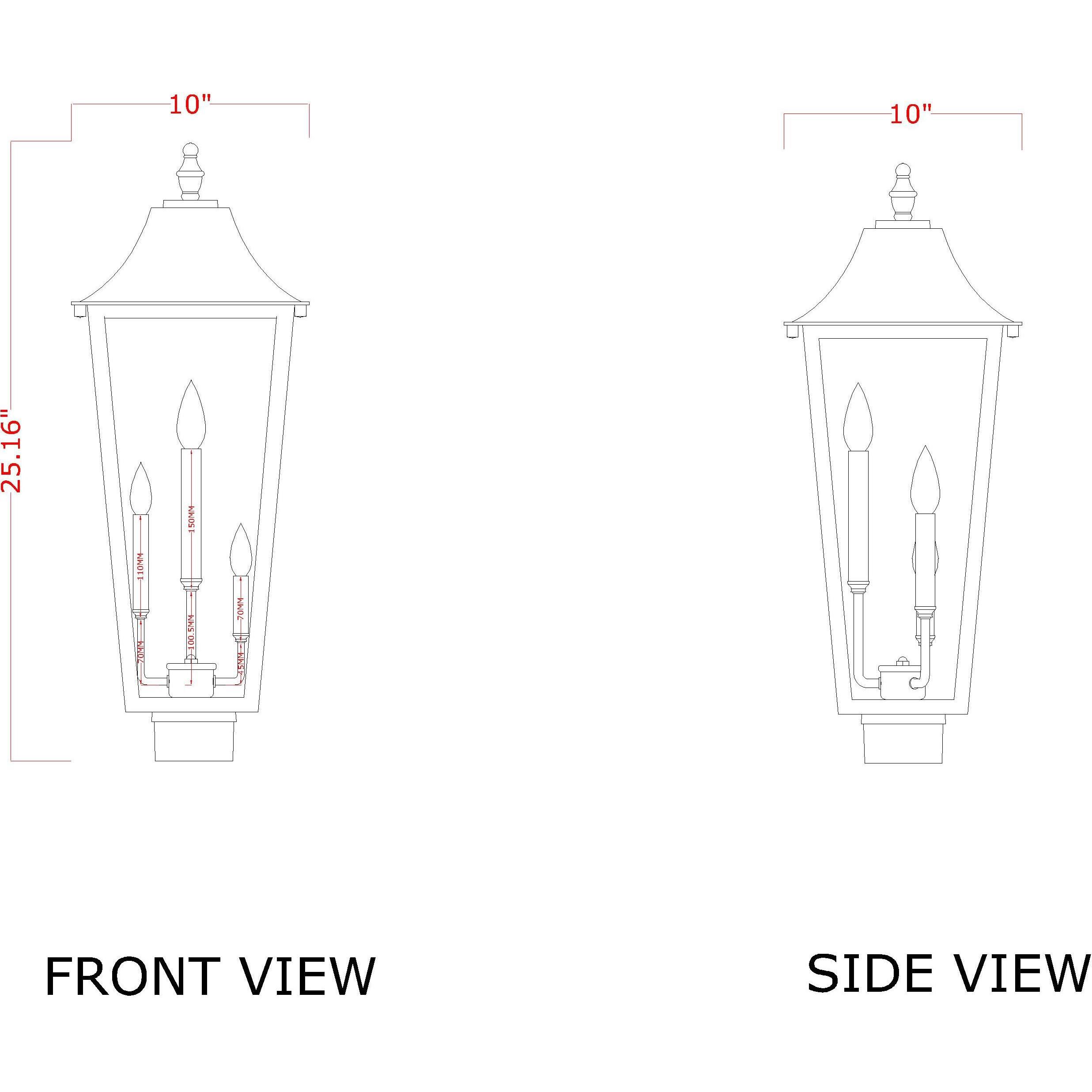 Gannon 3 Light 25.25 inch Black Outdoor Post Mounted Fixture