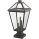 Talbot 3 Light 24.75 inch Oil Rubbed Bronze Outdoor Pier Mounted Fixture in Seedy Glass