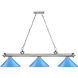 Cordon 3 Light 58 inch Brushed Nickel Billiard Ceiling Light in Electric Blue Steel
