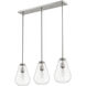 Ayra 3 Light 36 inch Brushed Nickel Linear Chandelier Ceiling Light