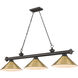 Cordon 3 Light 57.25 inch Bronze Billiard Ceiling Light in Rubbed Brass Metal