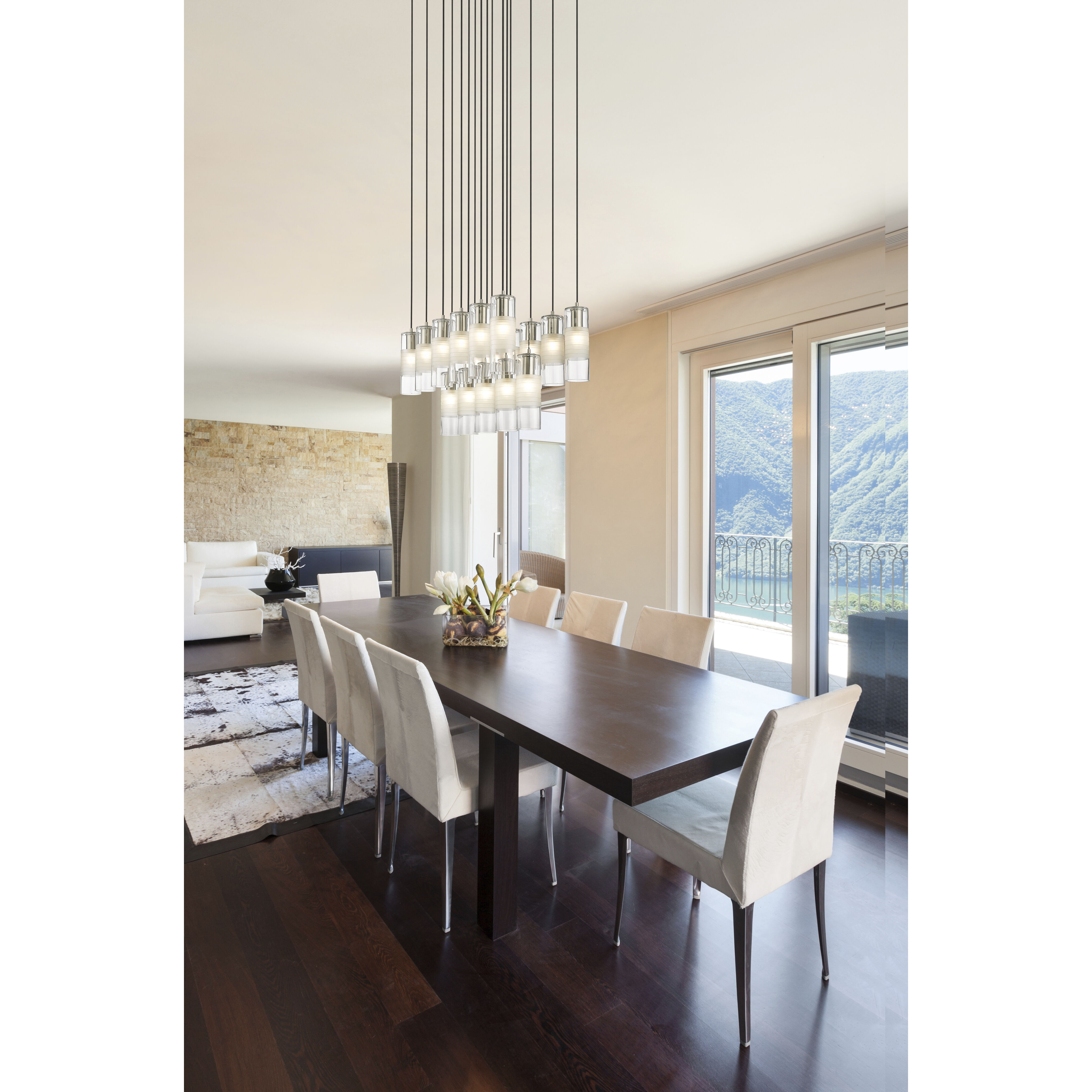 Alton 17 Light 42 inch Brushed Nickel Linear Chandelier Ceiling Light