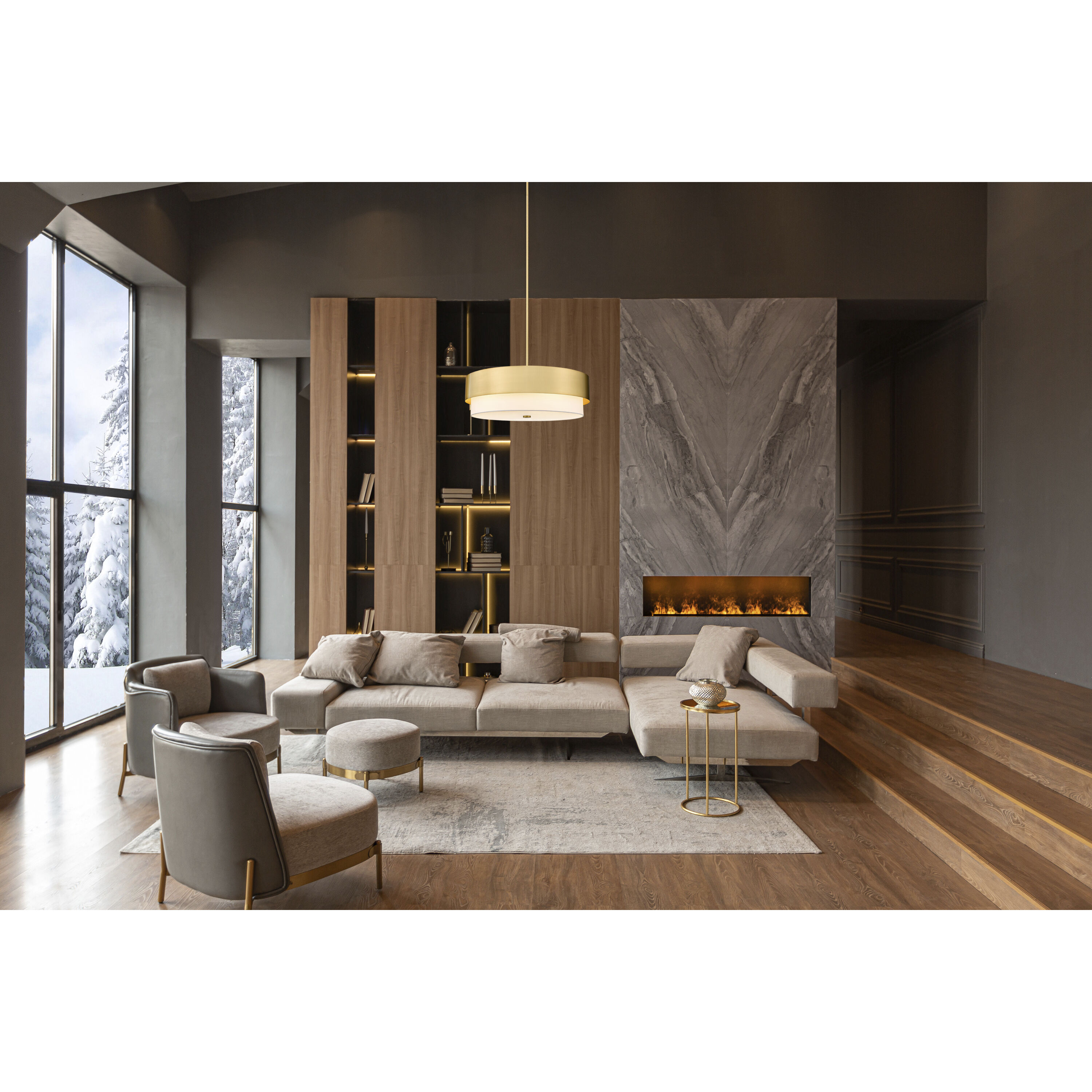 Counterpoint 6 Light 31.5 inch Modern Gold Chandelier Ceiling Light