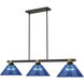 Bronte 3 Light 52.75 inch Matte Black and Rubbed Brass Billiard Light Ceiling Light in Dark Blue