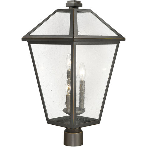 Talbot 3 Light 23.75 inch Oil Rubbed Bronze Outdoor Post Mount Fixture in Seedy Glass