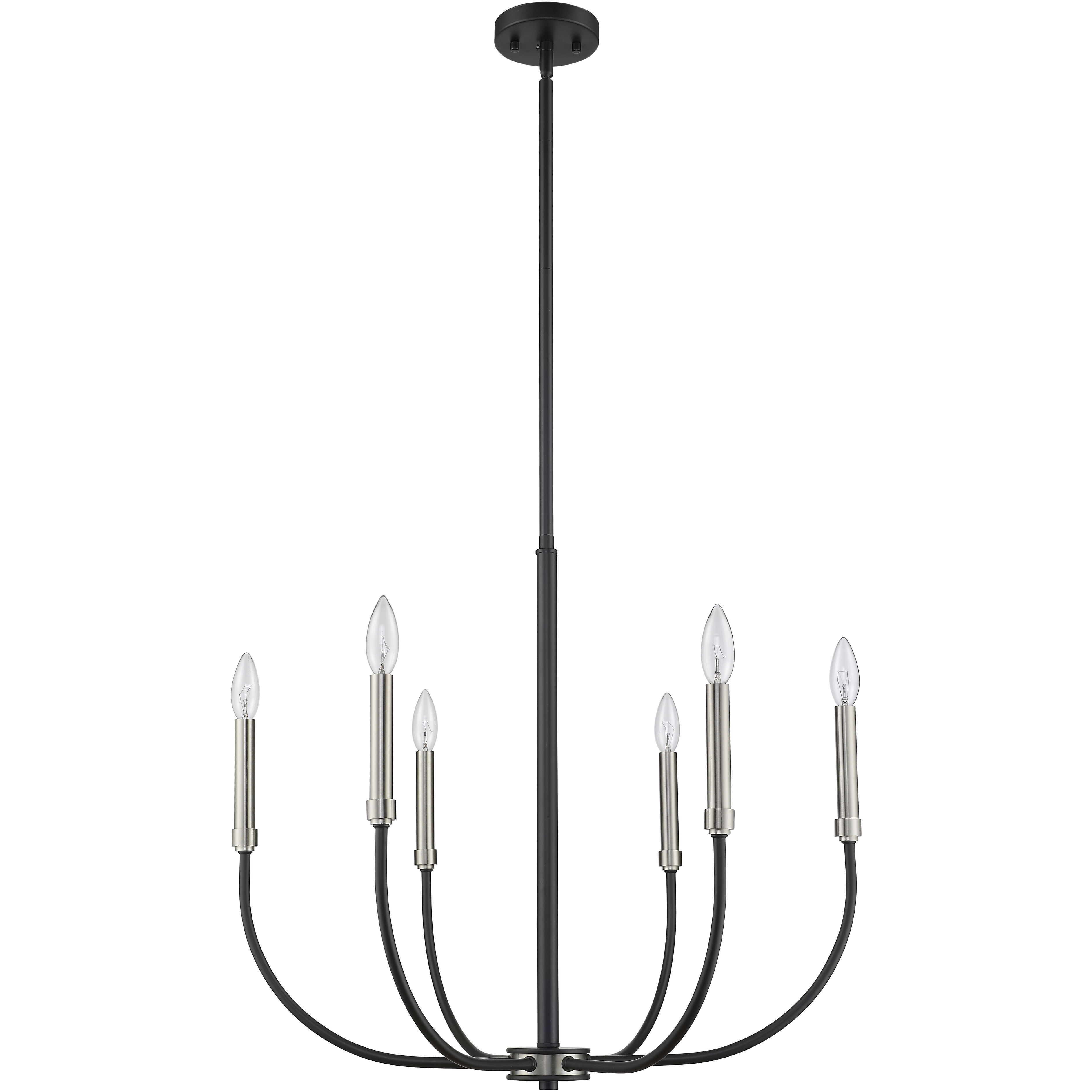 Haylie 6 Light 26 inch Matte Black and Brushed Nickel Chandelier Ceiling Light