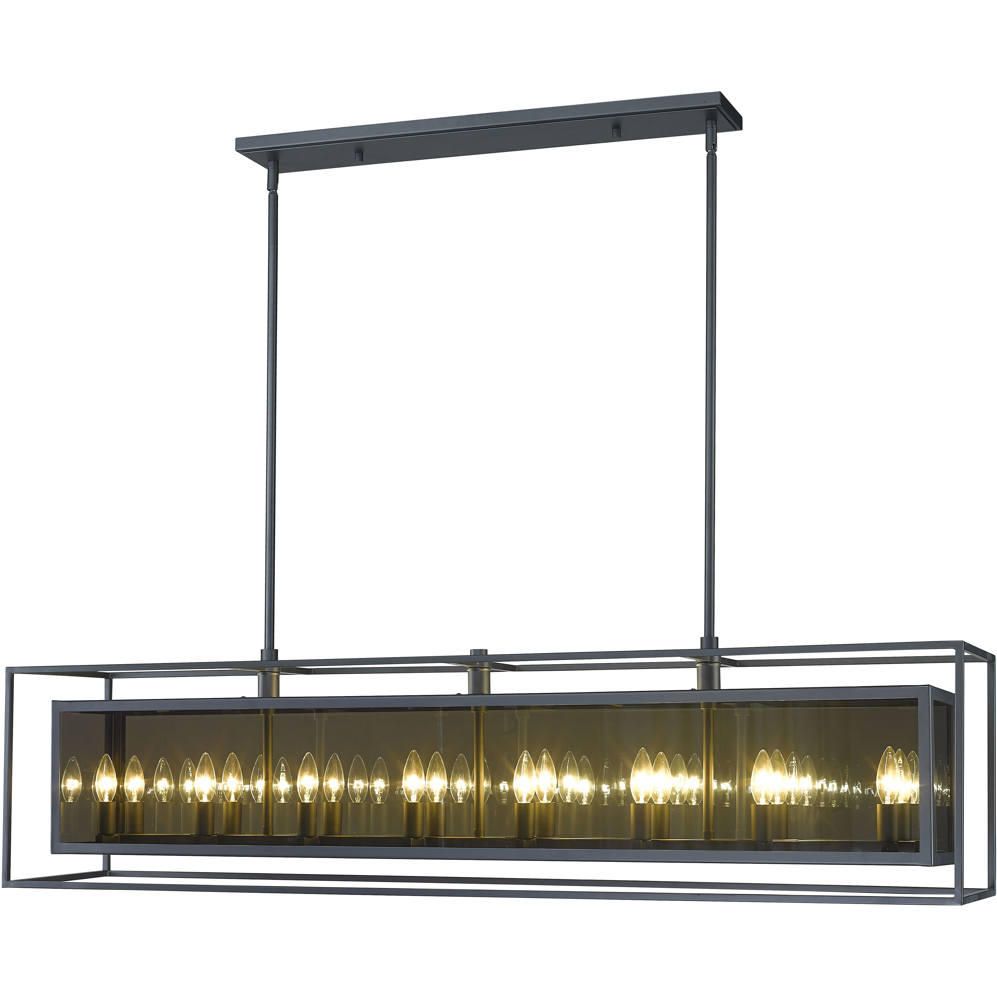 Infinity 16 Light 56 inch Misty Charcoal Linear Chandelier Ceiling Light