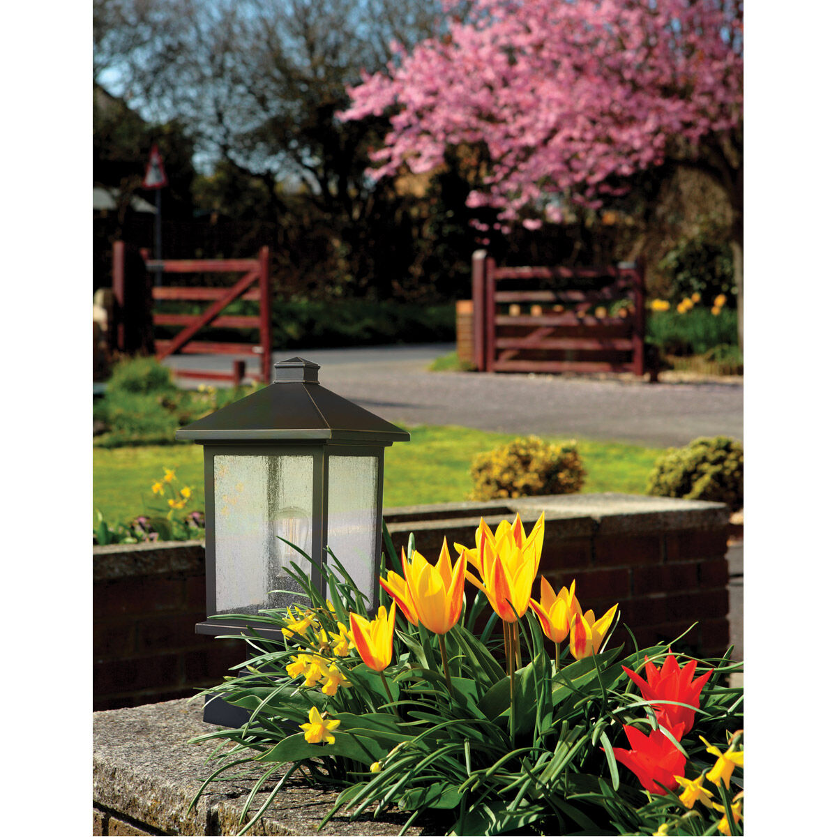 Portland 1 Light 17 inch Oil Rubbed Bronze Outdoor Pier Mounted Fixture in Clear Seedy Glass, 4.45
