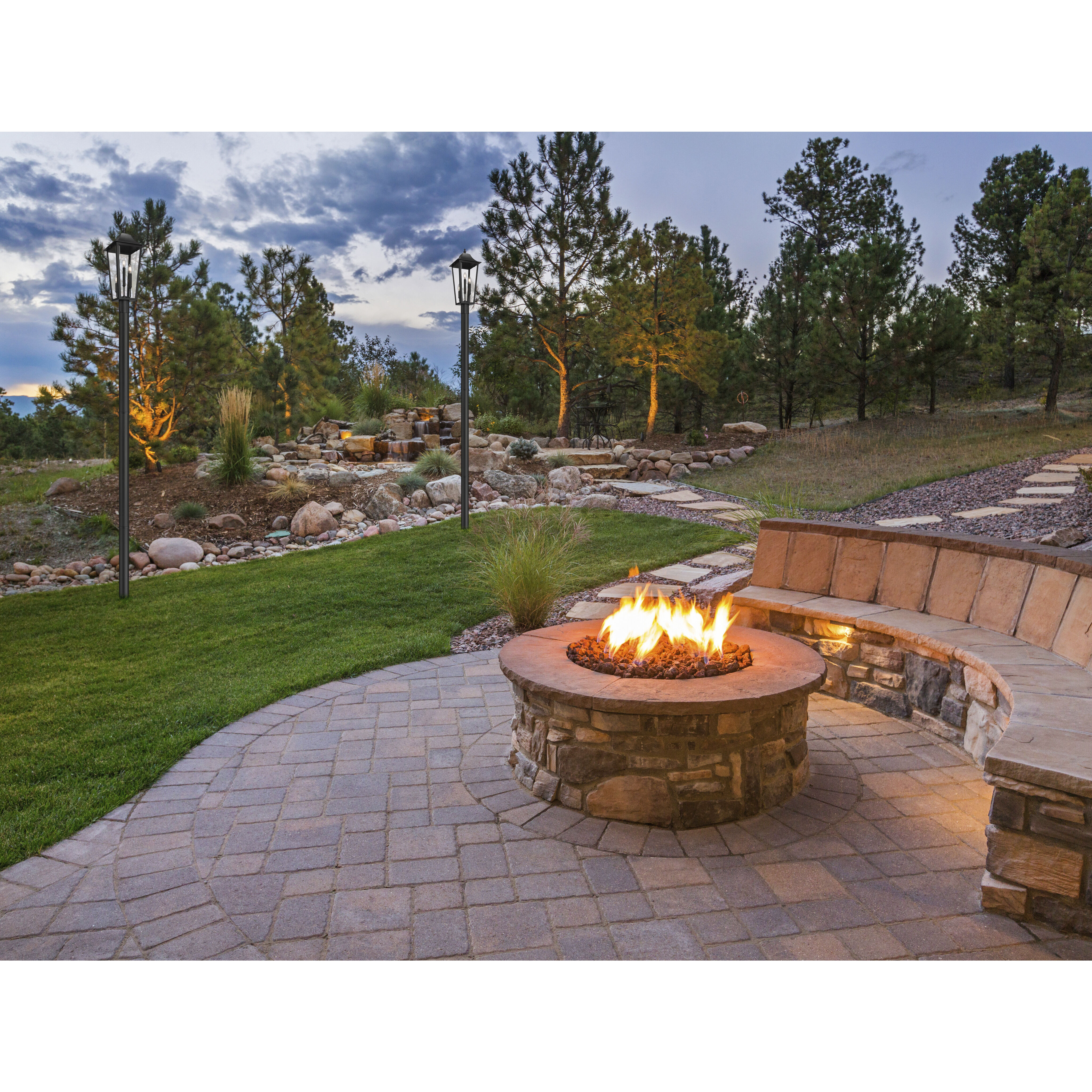 Gannon 3 Light 120.75 inch Black Outdoor Post Mounted Fixture in G9