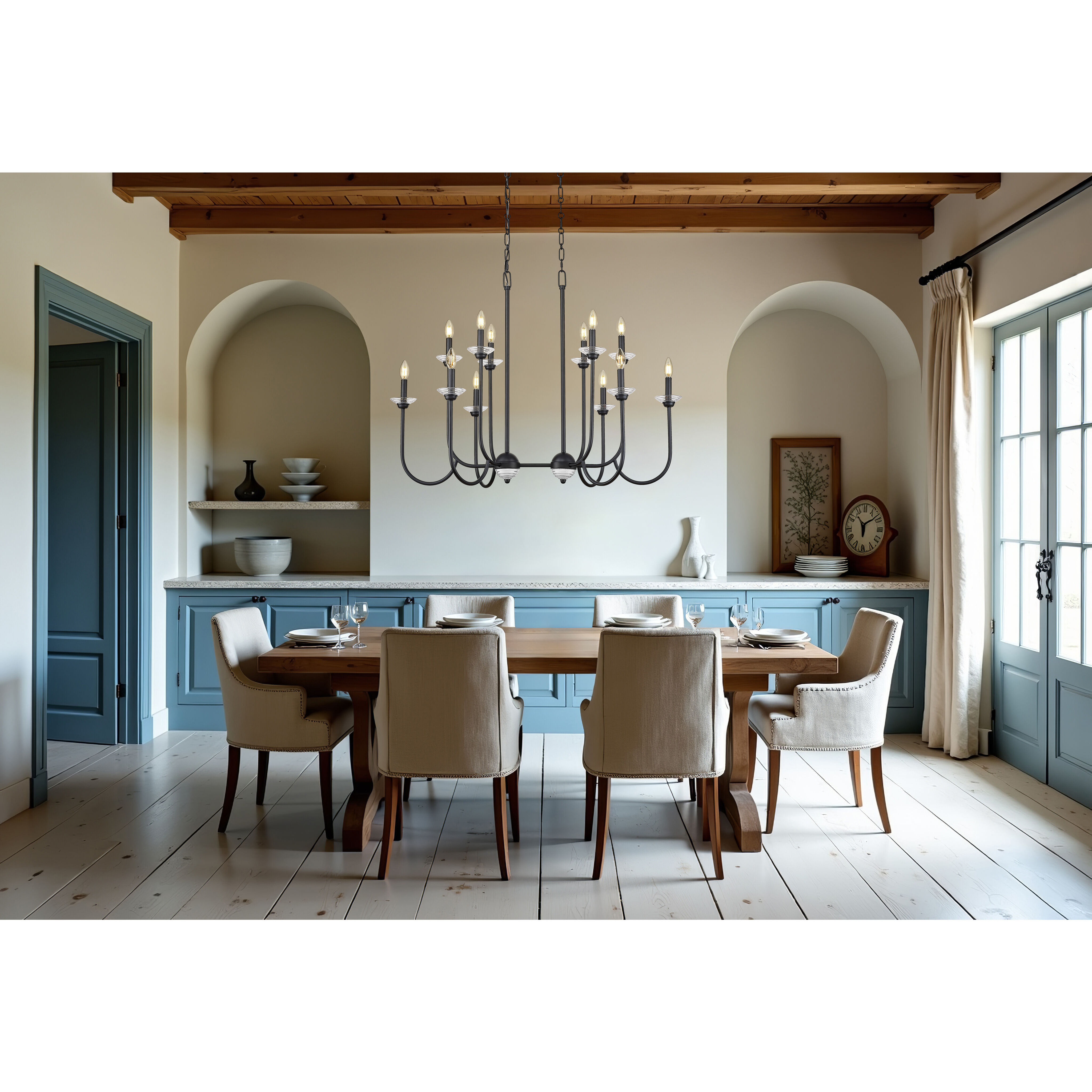 Allistair Linear Chandelier Ceiling Light in Matte Black