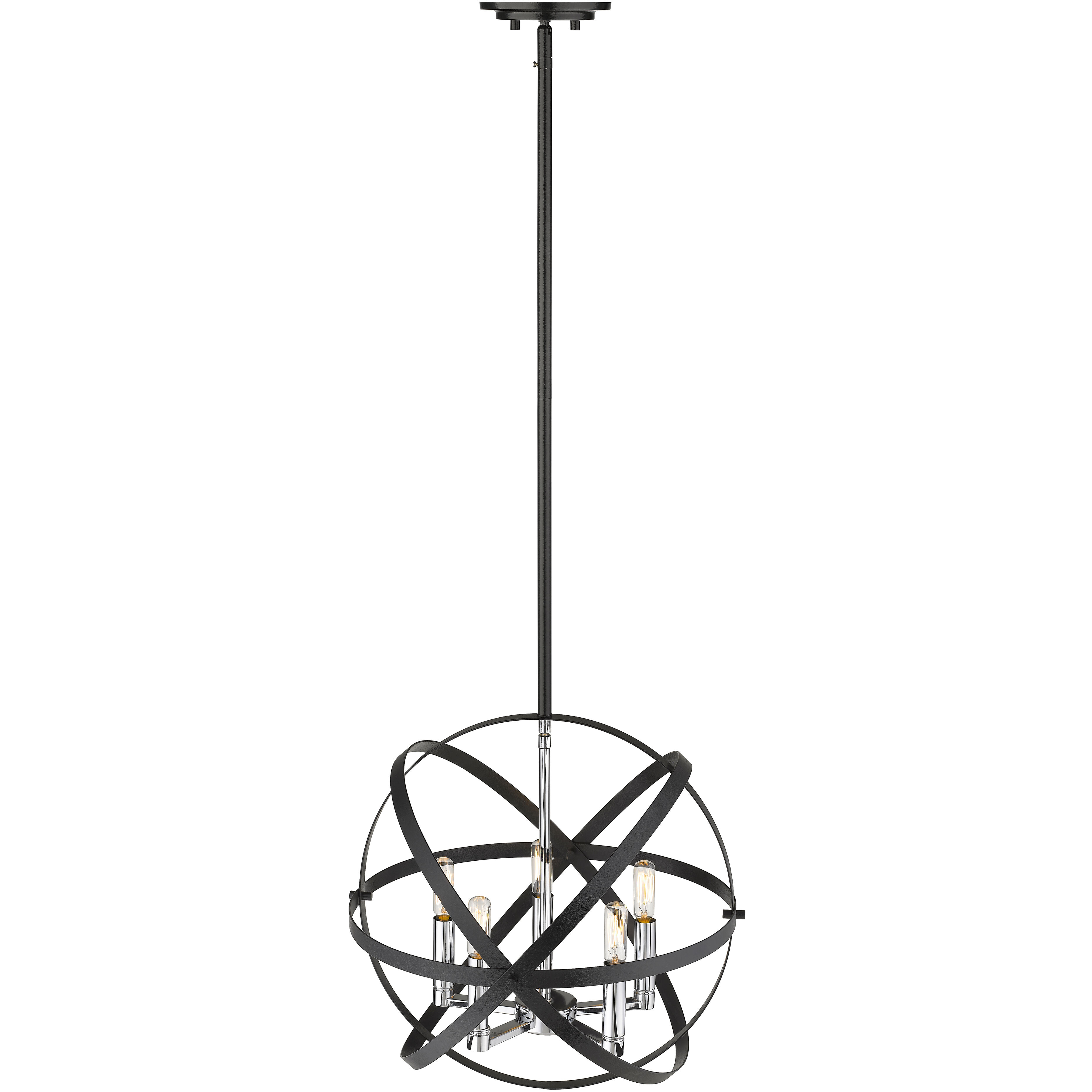 Cavallo 5 Light 18 inch Hammered Black and Chrome Pendant Ceiling Light