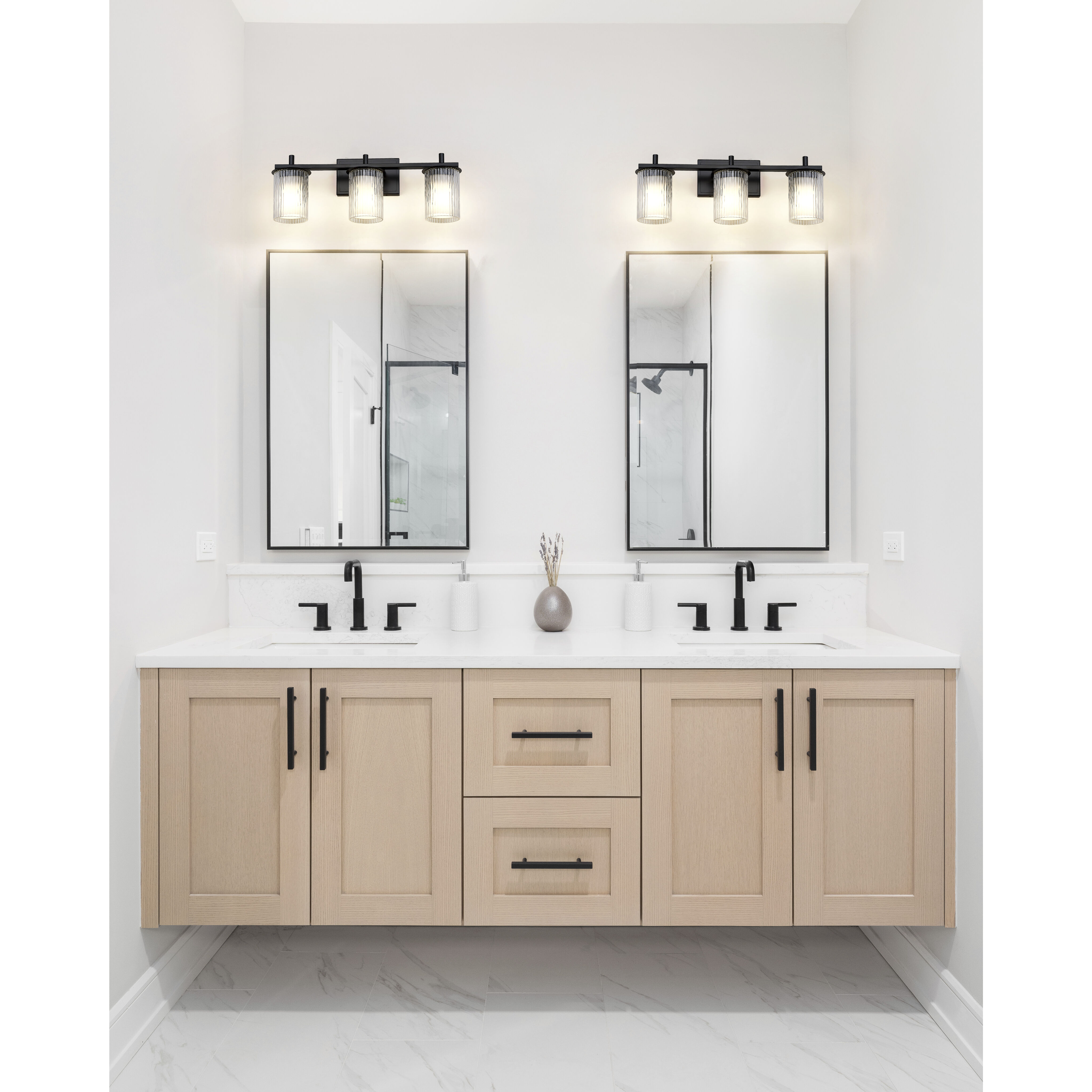 Grayson 3 Light 23 inch Matte Black Vanity Wall Light