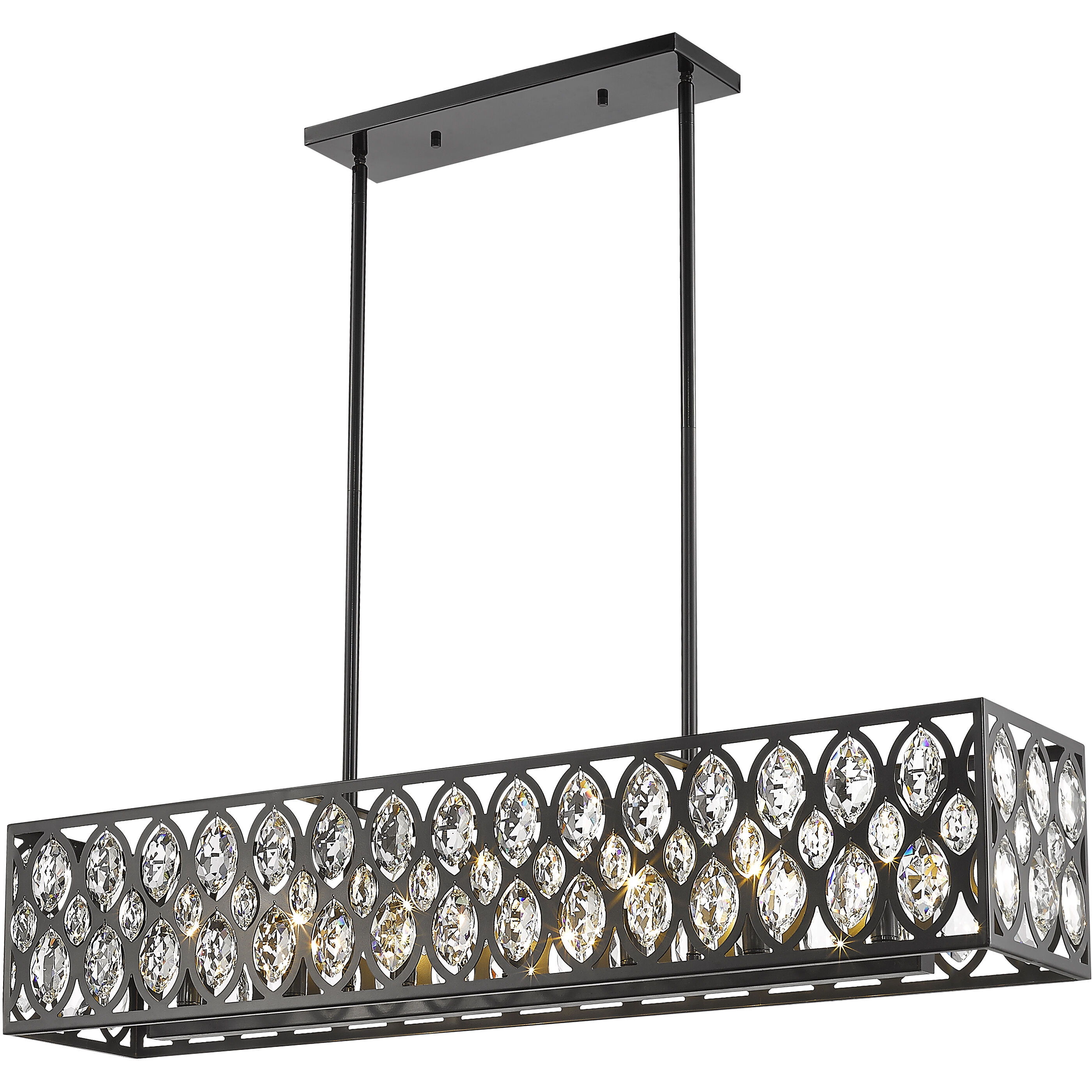 Dealey 7 Light 42.75 inch Matte Black Linear Chandelier Ceiling Light