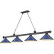 Cordon 4 Light 81.75 inch Bronze Plate Billiard Ceiling Light in Navy Blue Steel