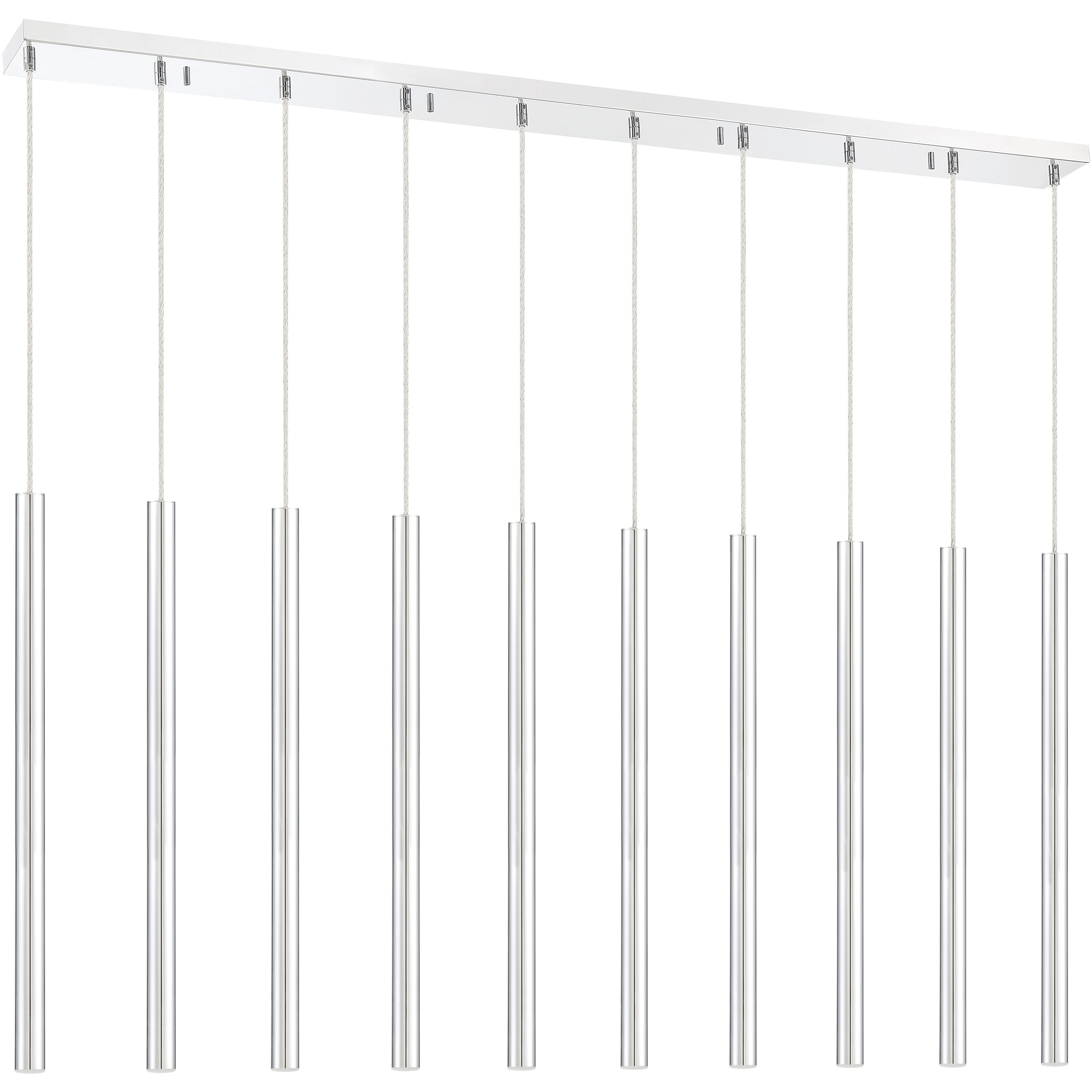 Forest LED 56.5 inch Chrome Linear Chandelier Ceiling Light in 10, 37, Chrome Steel