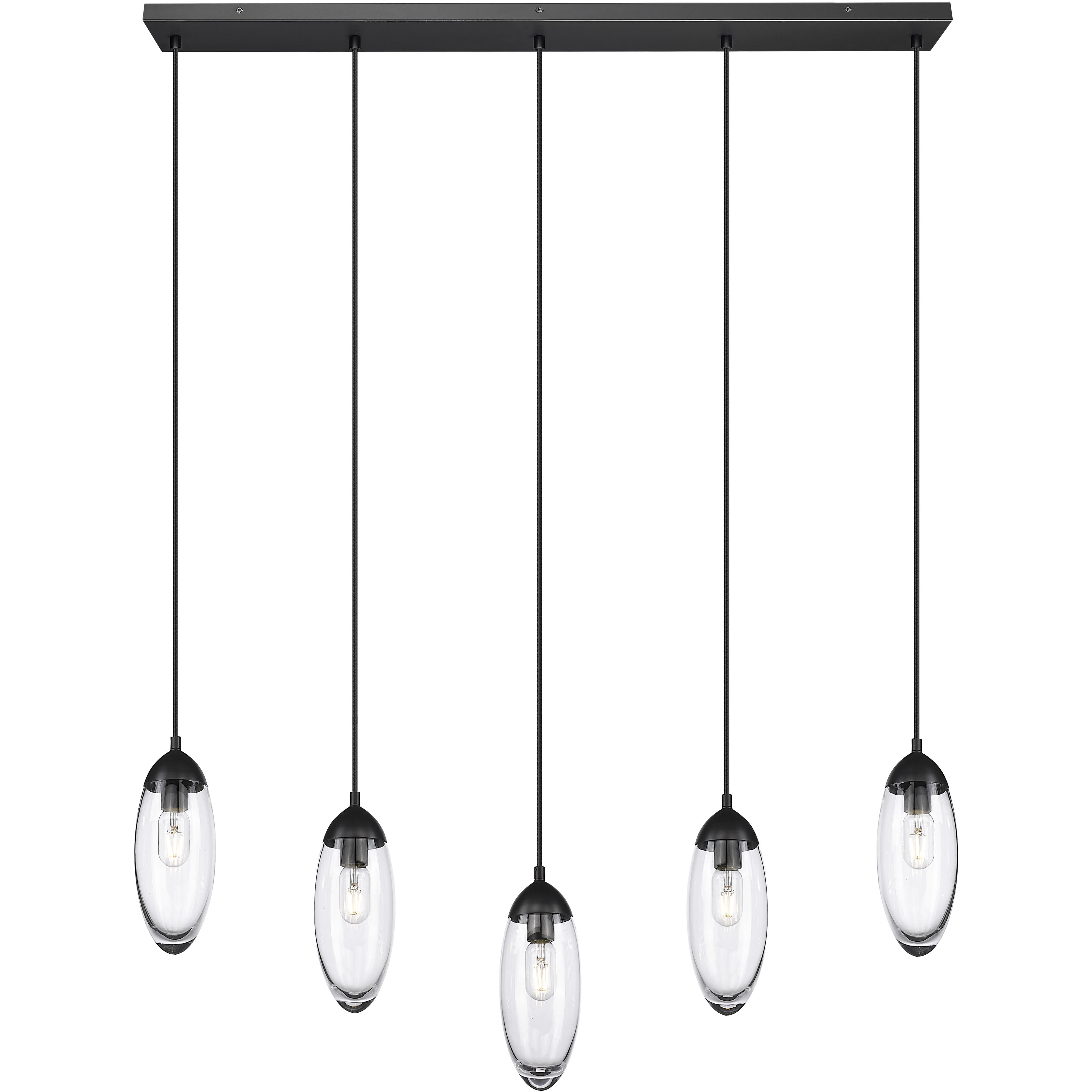 Arden 5 Light 42 inch Matte Black Linear Chandelier Ceiling Light