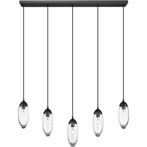 Arden 5 Light 42 inch Matte Black Linear Chandelier Ceiling Light