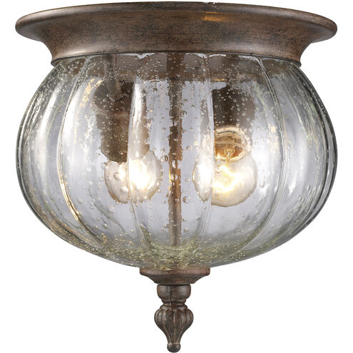 Belmont 2 Light 10 inch Weathered Bronze Outdoor Flush Mount