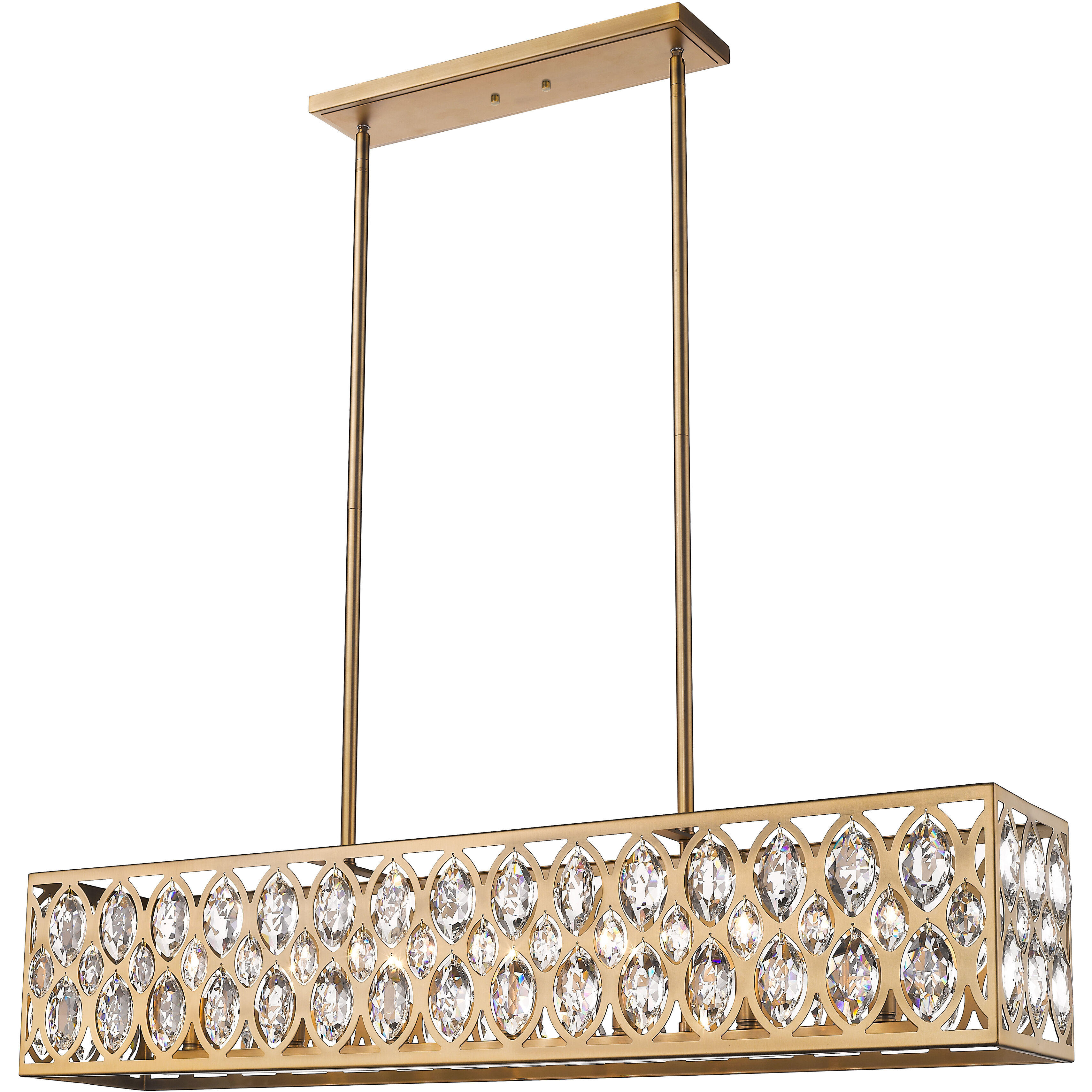 Dealey 7 Light 43.5 inch Heirloom Brass Linear Chandelier Ceiling Light