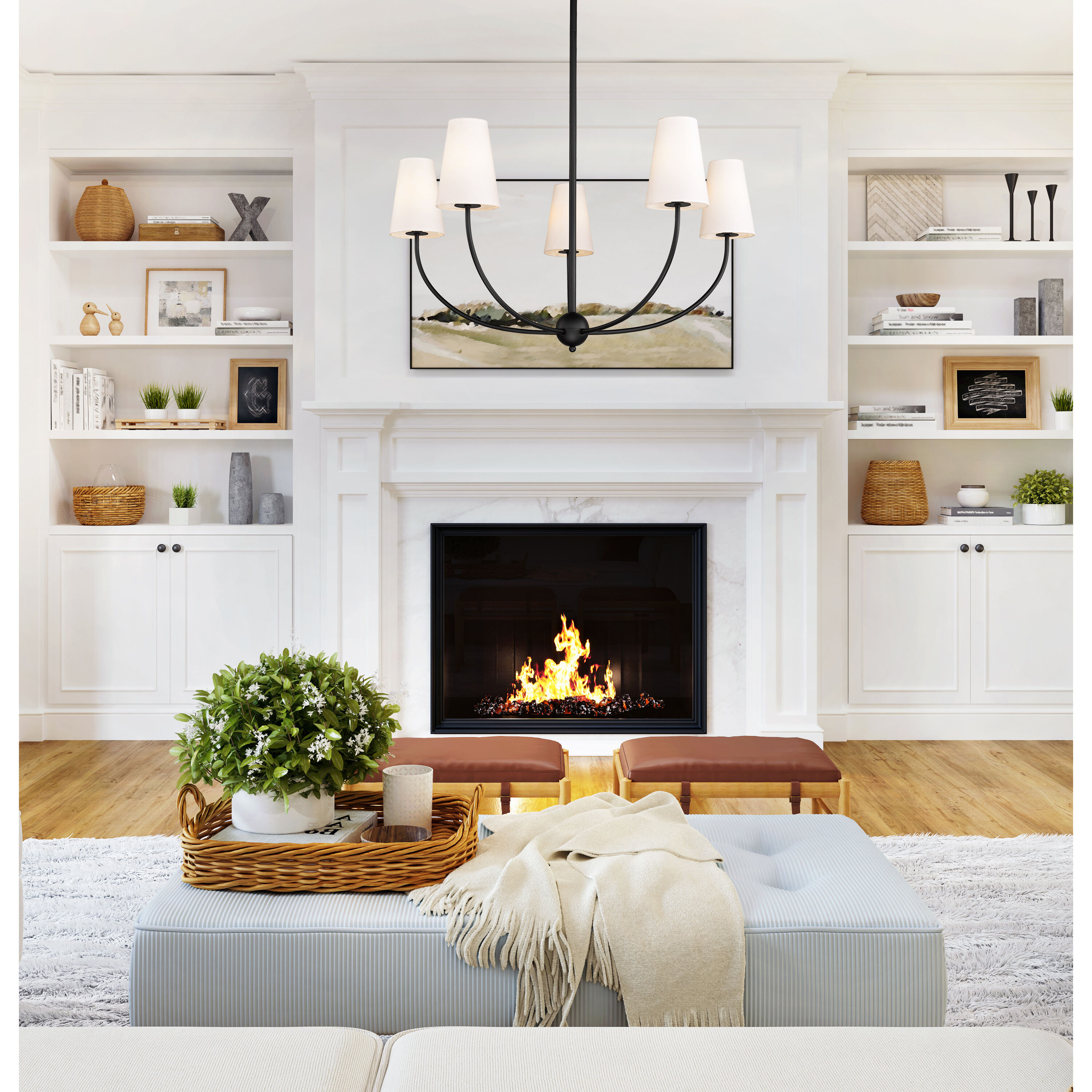 Shannon 5 Light 32 inch Matte Black Chandelier Ceiling Light