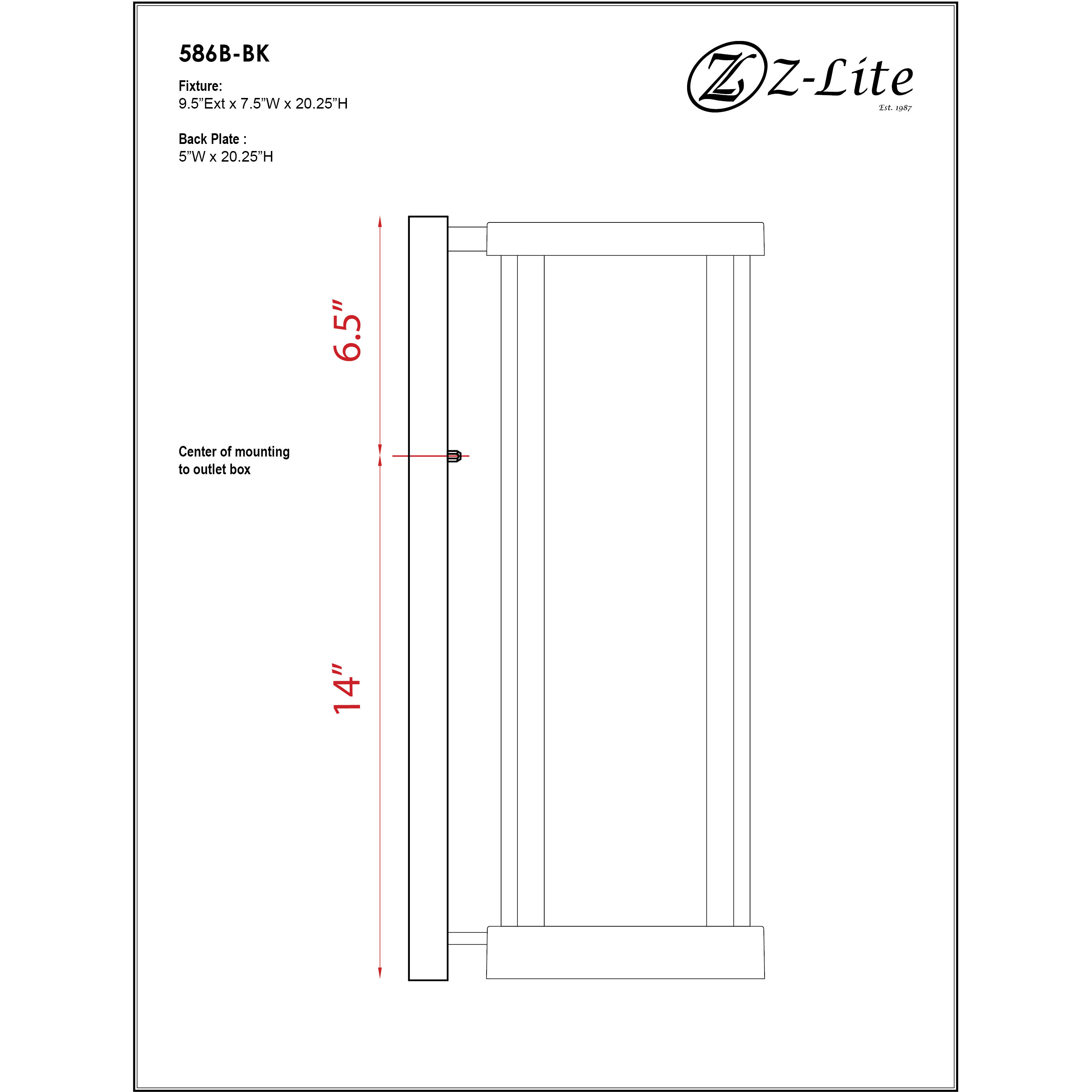 Glenwood 1 Light 20.25 inch Black Outdoor Wall Light