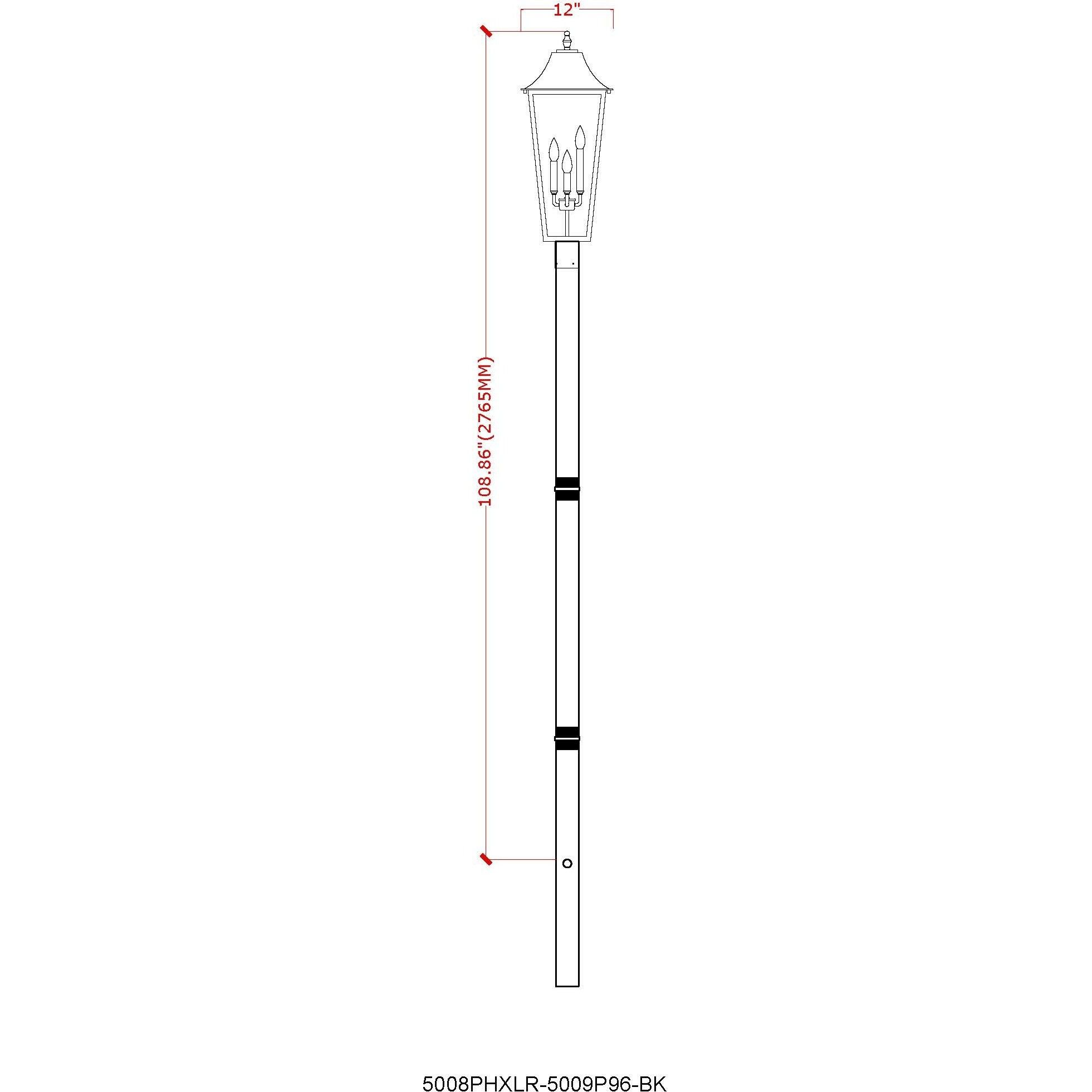 Gannon 3 Light 125.5 inch Black Outdoor Post Mounted Fixture in G9