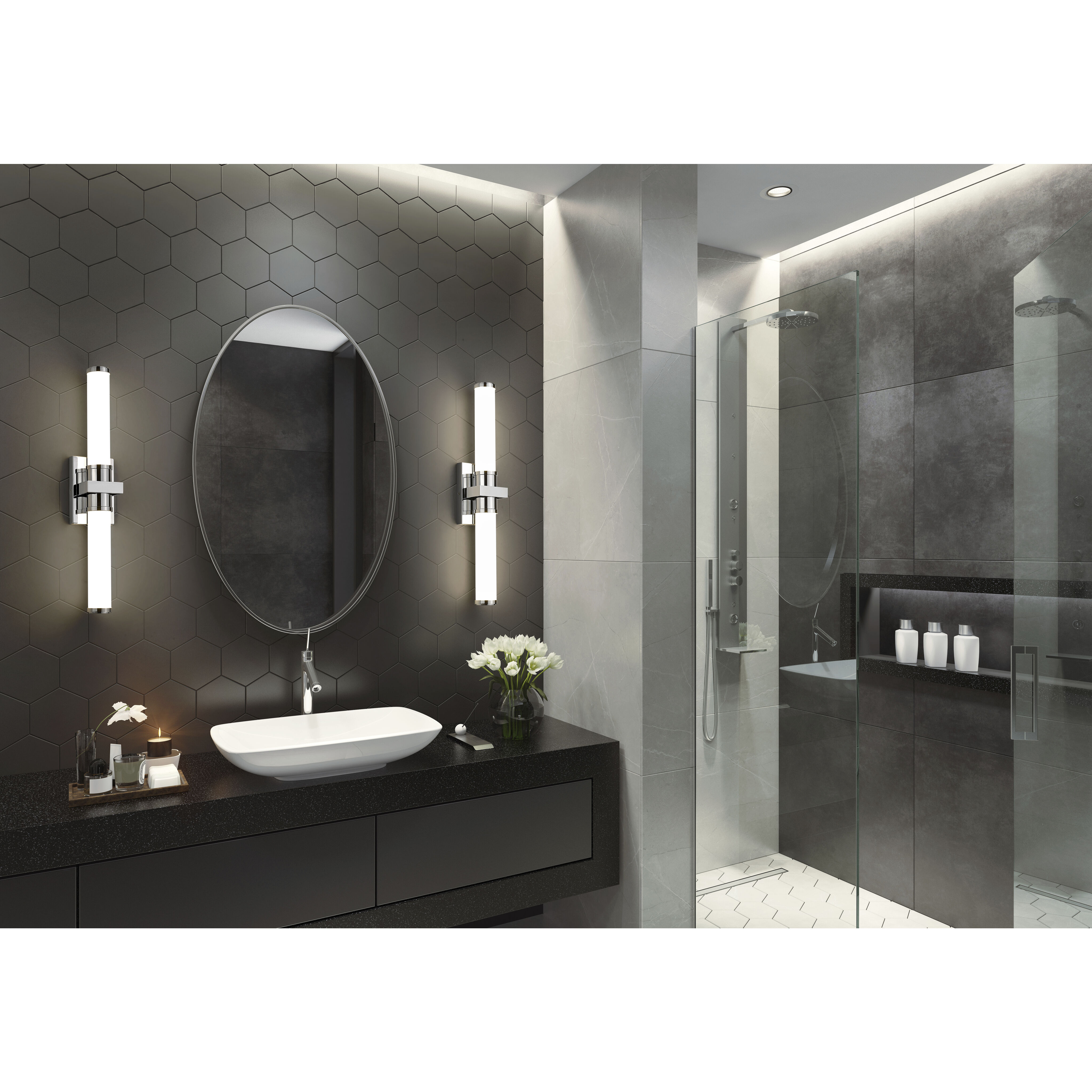 Idris LED 25.5 inch Chrome Bathroom Vanity Wall Light