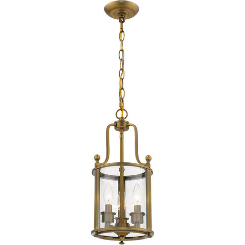 Wyndham 3 Light 9 inch Heirloom Brass Chandelier Ceiling Light in 8