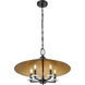 Rialto 5 Light 22 inch Matte Black Pendant Ceiling Light in Matte Black Outer,  Signature Rubbed Brass Inner