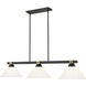 Bronte 3 Light 52.75 inch Matte Black and Rubbed Brass Billiard Light Ceiling Light in Matte Opal Glass