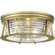 Cape Harbor 3 Light 16 inch Rubbed Brass Flush Mount Ceiling Light