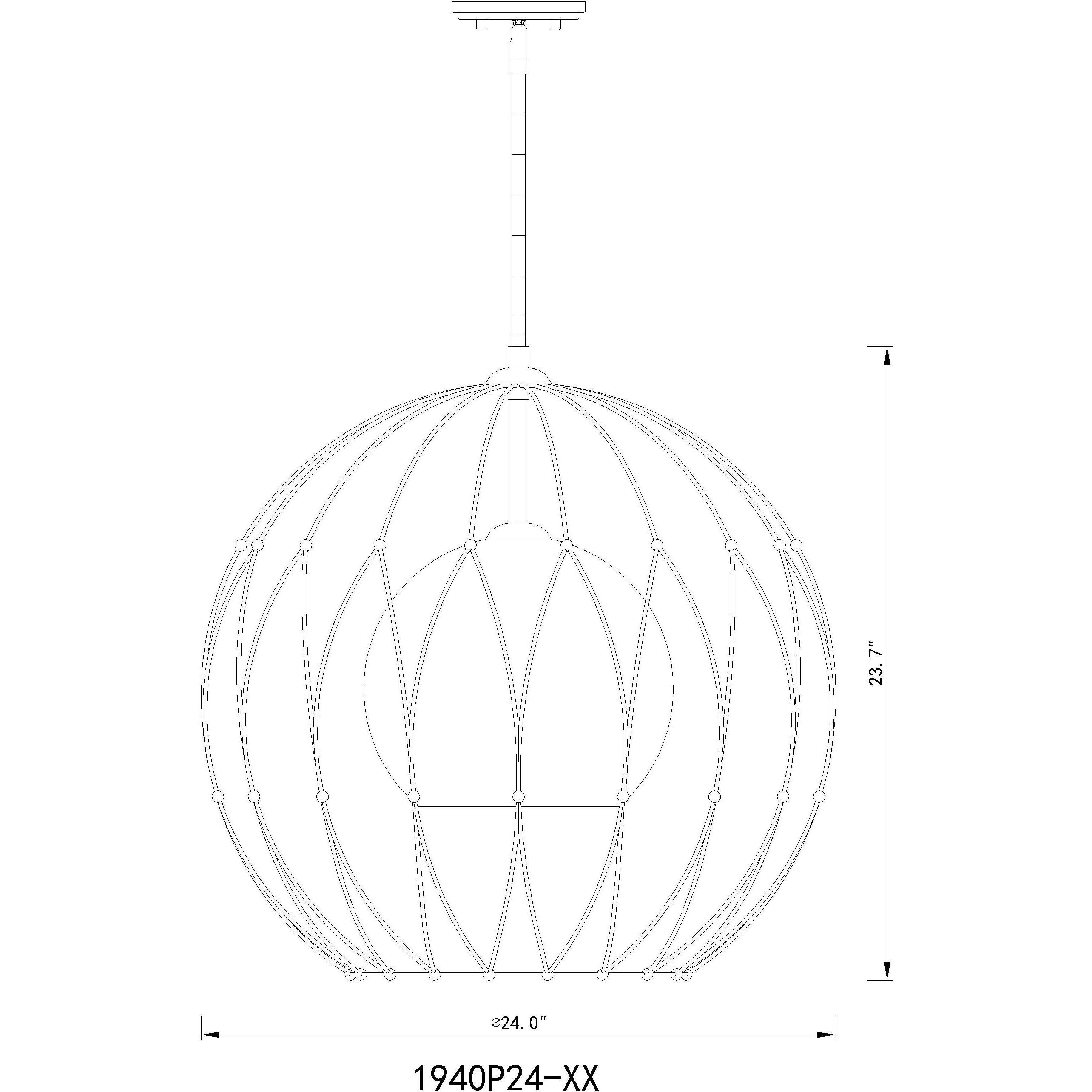 Elle 1 Light 24 inch Matte Black Pendant Ceiling Light