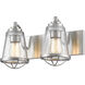 Mariner 2 Light 16 inch Brushed Nickel Vanity Wall Light