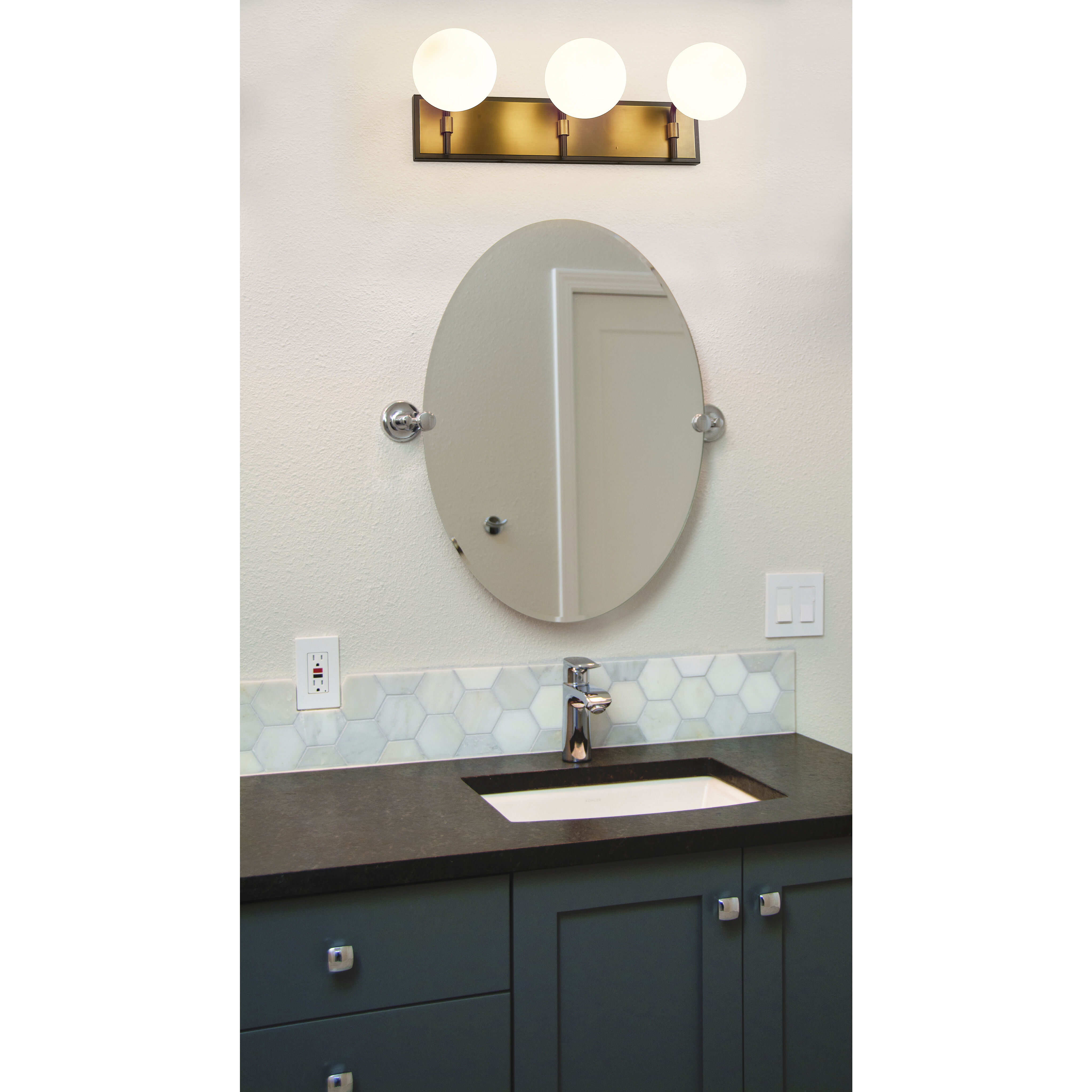 Parsons 3 Light 24 inch Matte Black and Olde Brass Vanity Wall Light