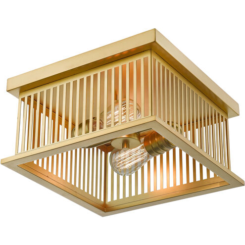 Camellia 2 Light 12 inch Brass Flush Mount Ceiling Light in Brass Steel