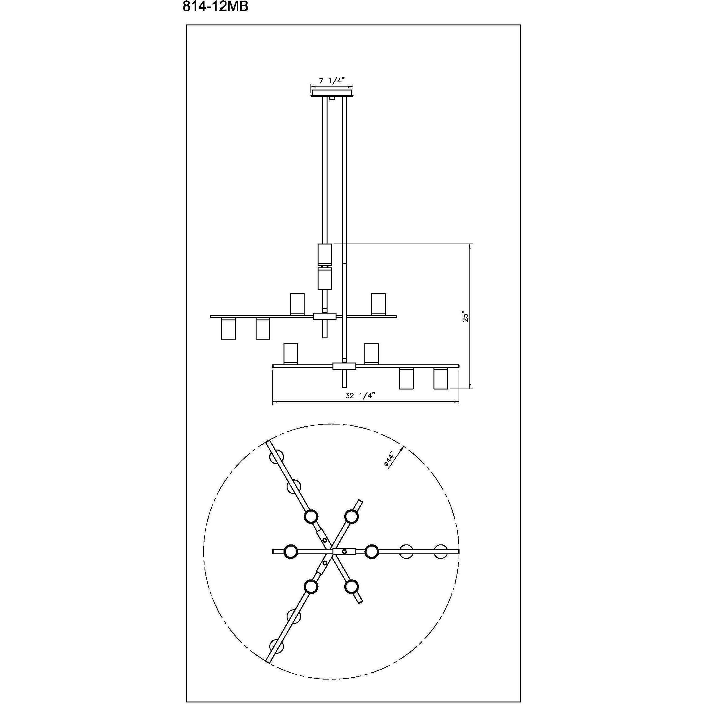 Calumet 12 Light 44 inch Matte Black and Polished Nickel Chandelier Ceiling Light in Hammered White and Brushed Nickel