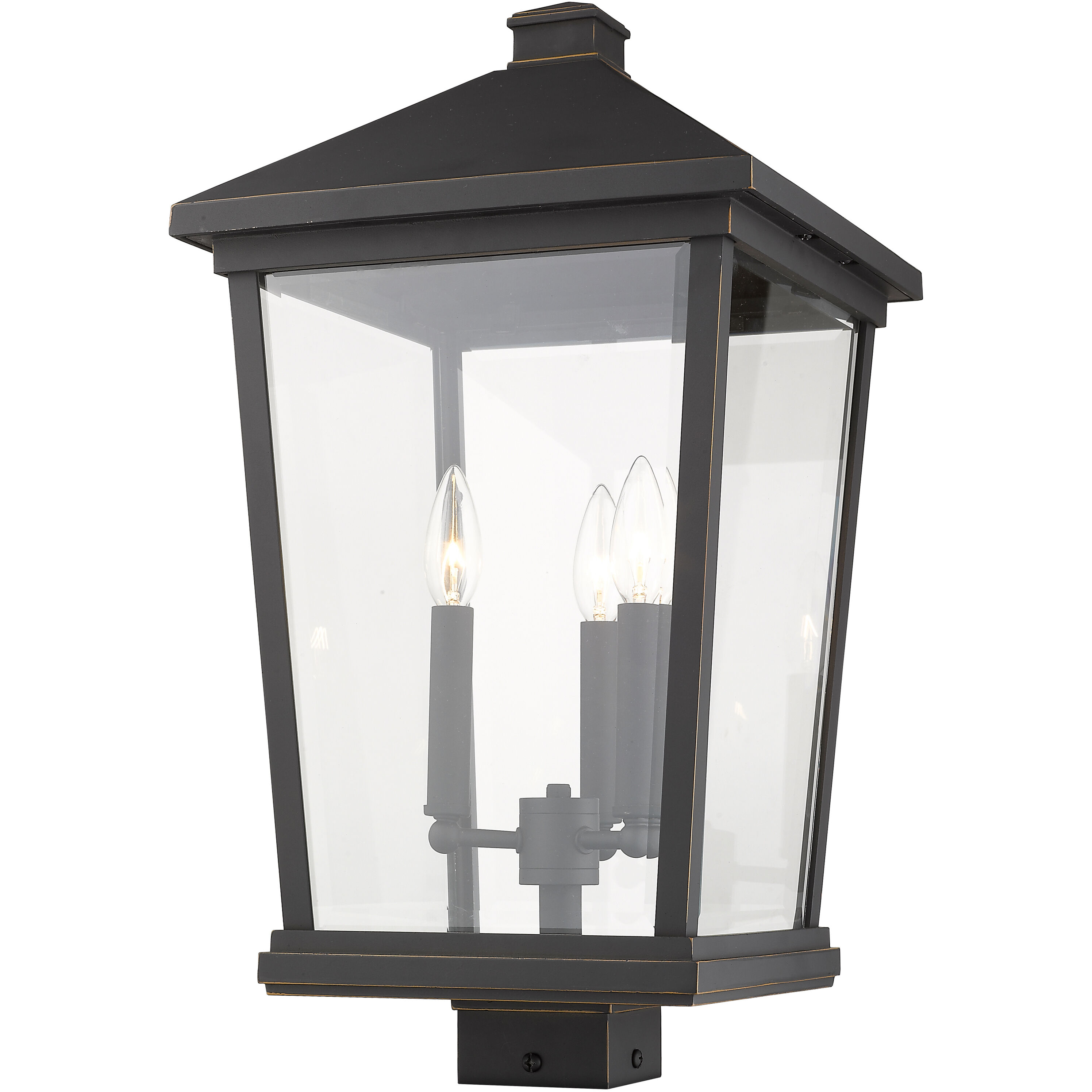 Beacon 3 Light 22.25 inch Oil Rubbed Bronze Outdoor Post Mount Fixture in 15