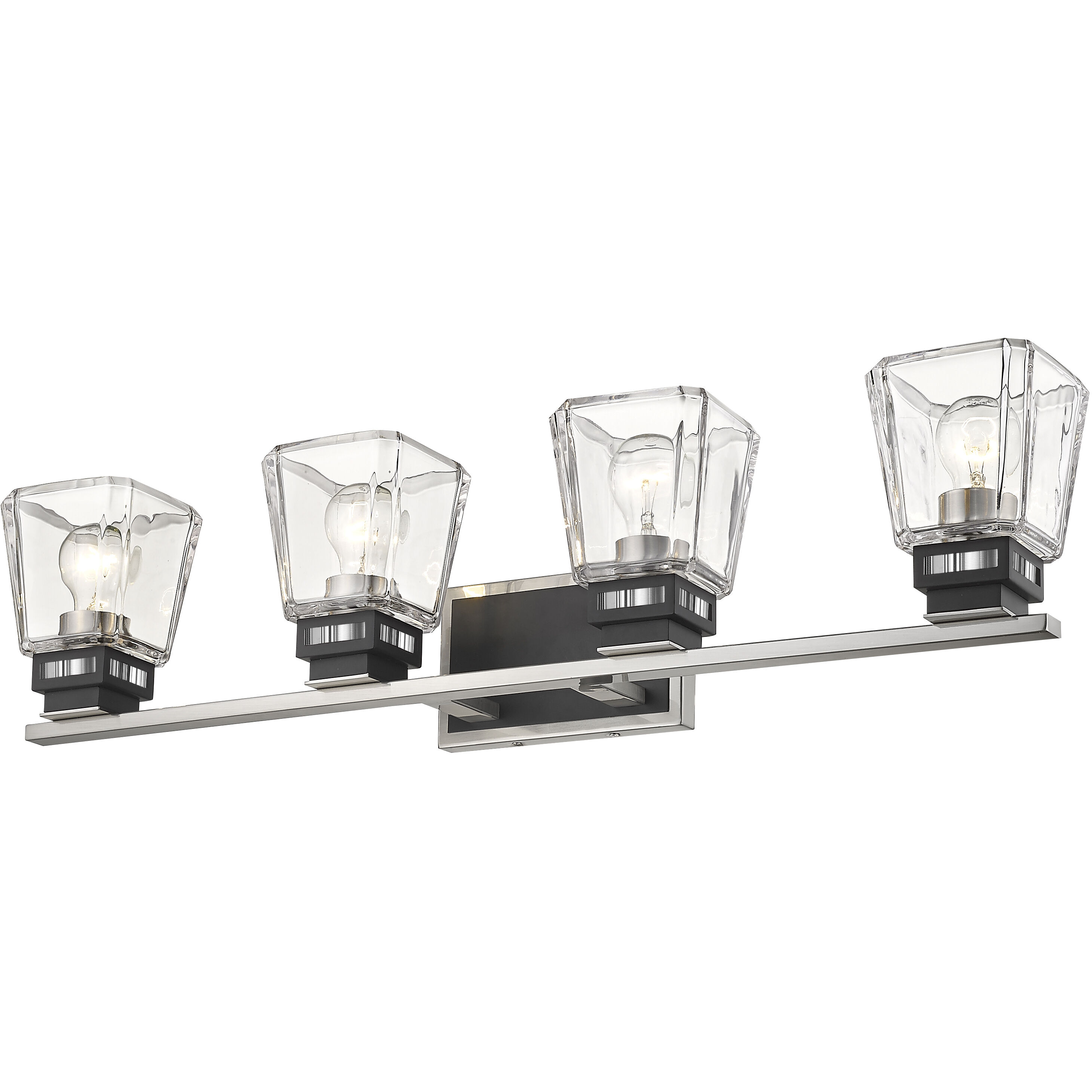 Jackson 4 Light 33 inch Brushed Nickel and Matte Black Vanity Wall Light