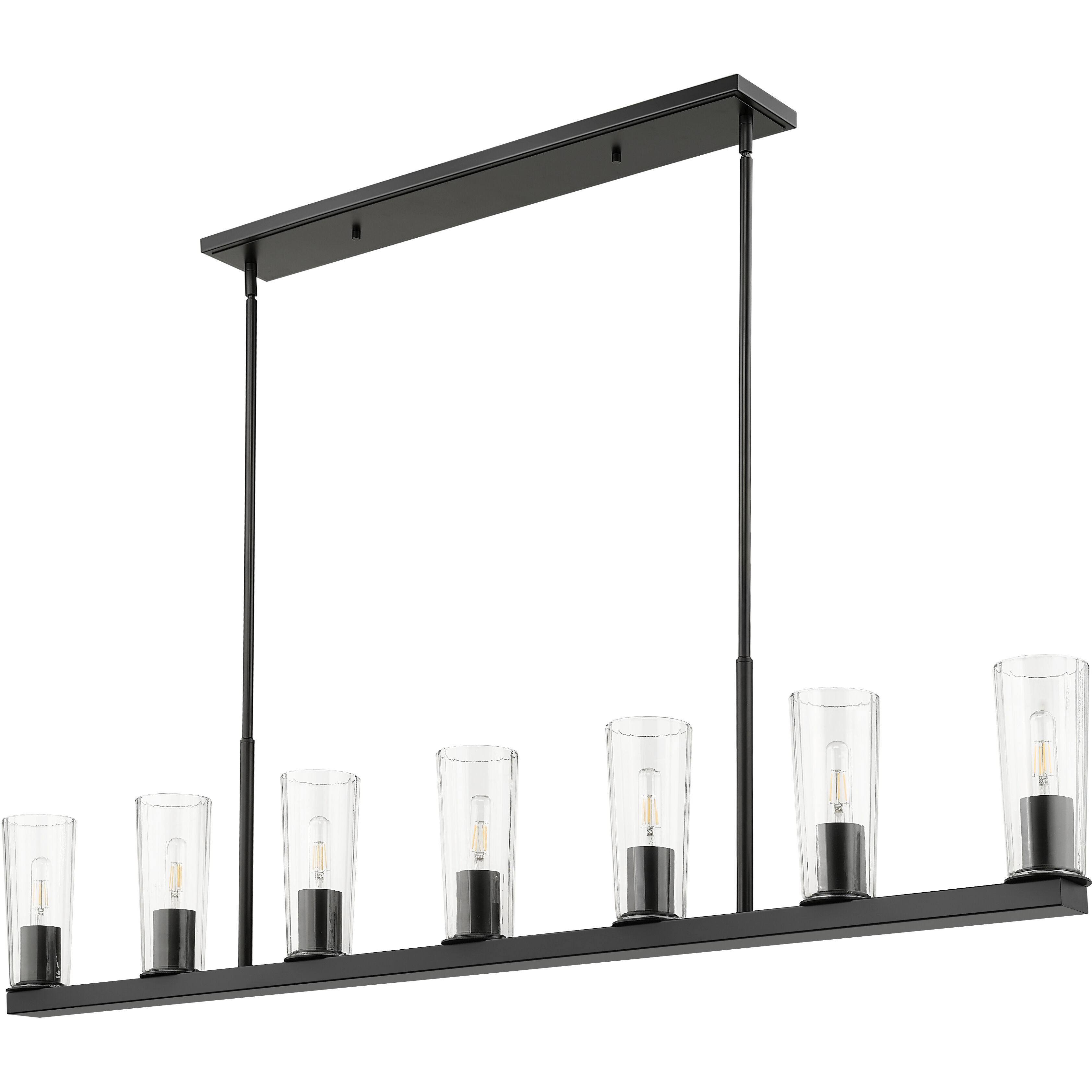 Titus 7 Light 63.5 inch Matte Black Linear Chandelier Ceiling Light