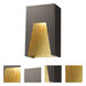 Millenial LED 10 inch Bronze Gold Outdoor Wall Light in Chisel Glass
