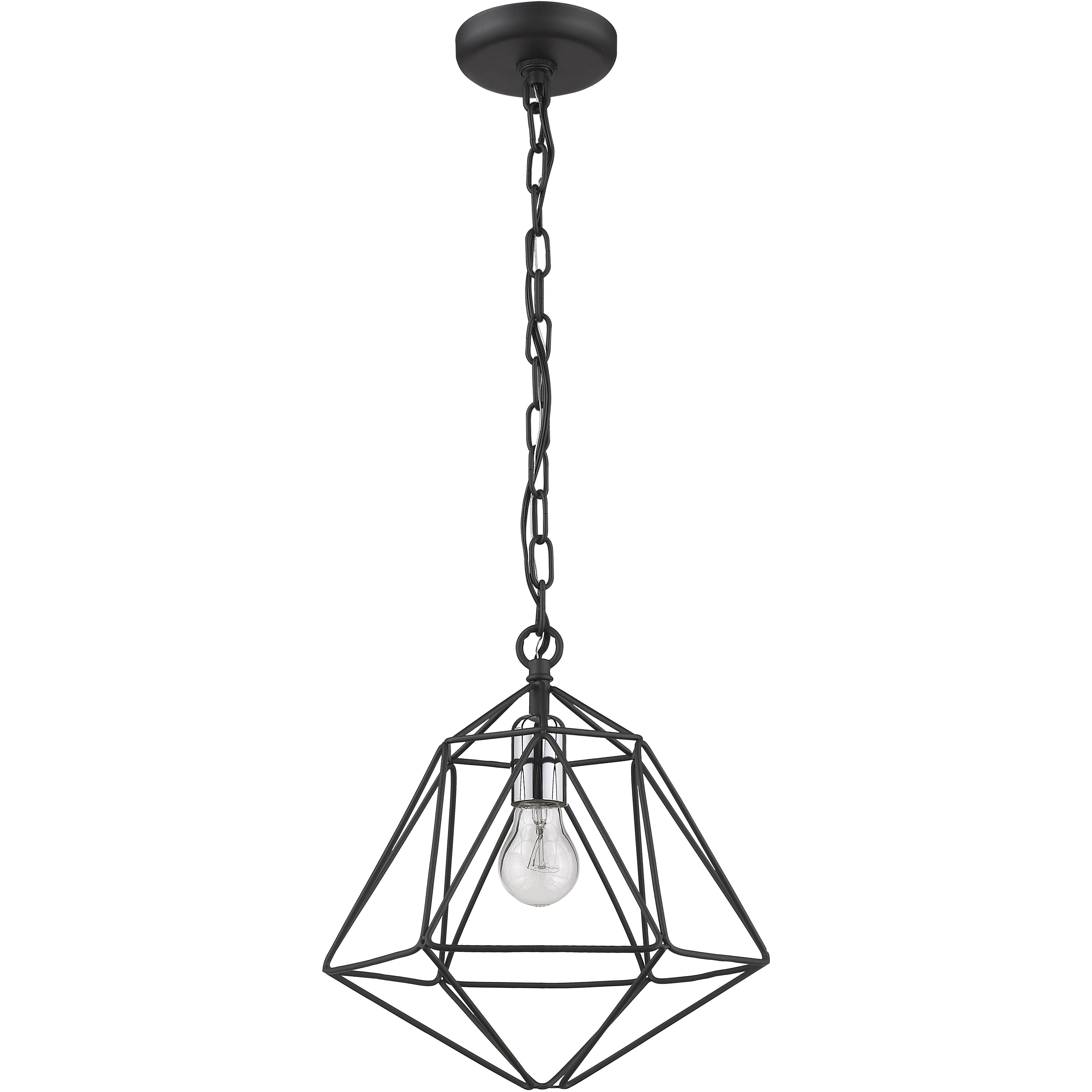 Geo 1 Light 11.75 inch Matte Black and Chrome Pendant Ceiling Light