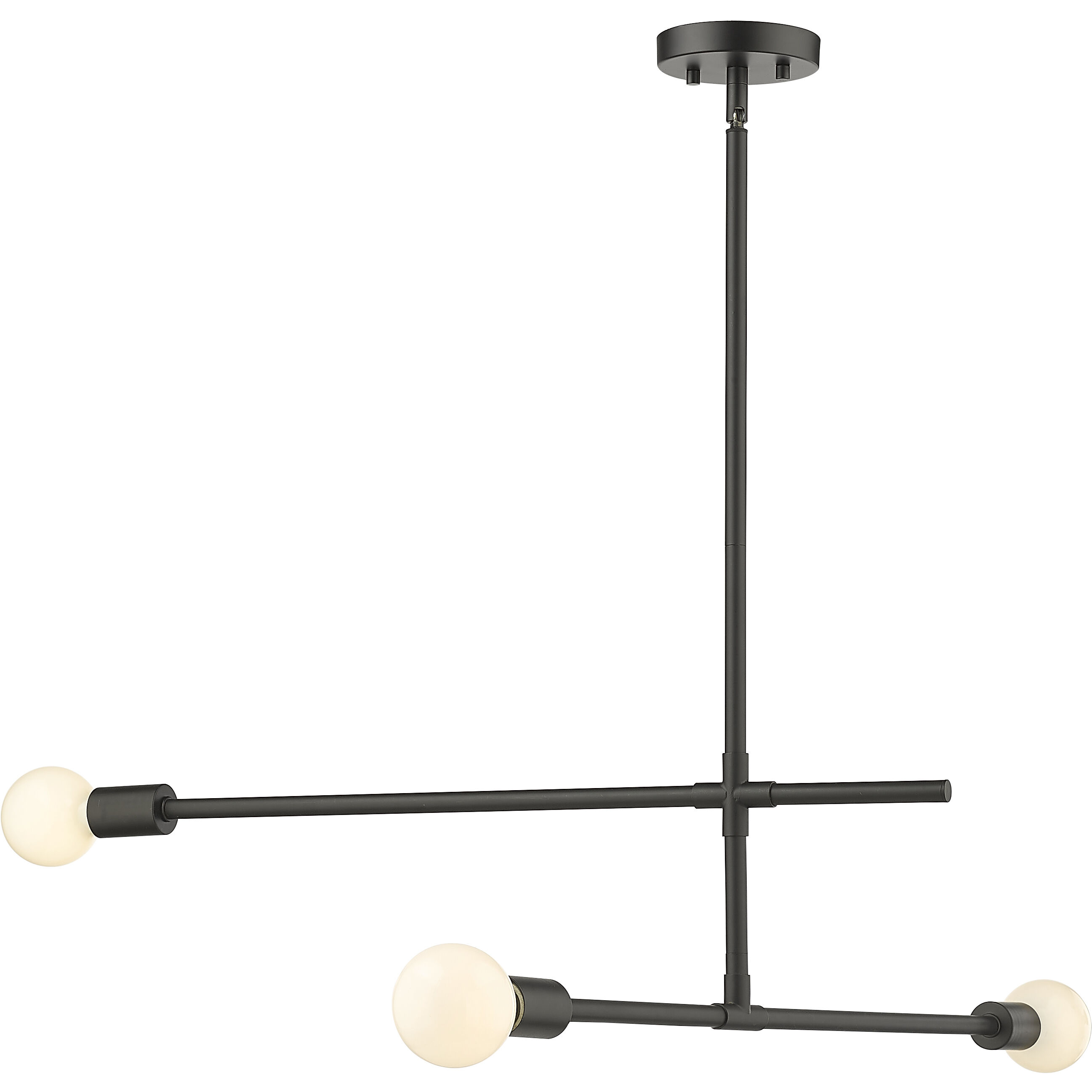 Modernist 3 Light 4.75 inch Matte Black Chandelier Ceiling Light